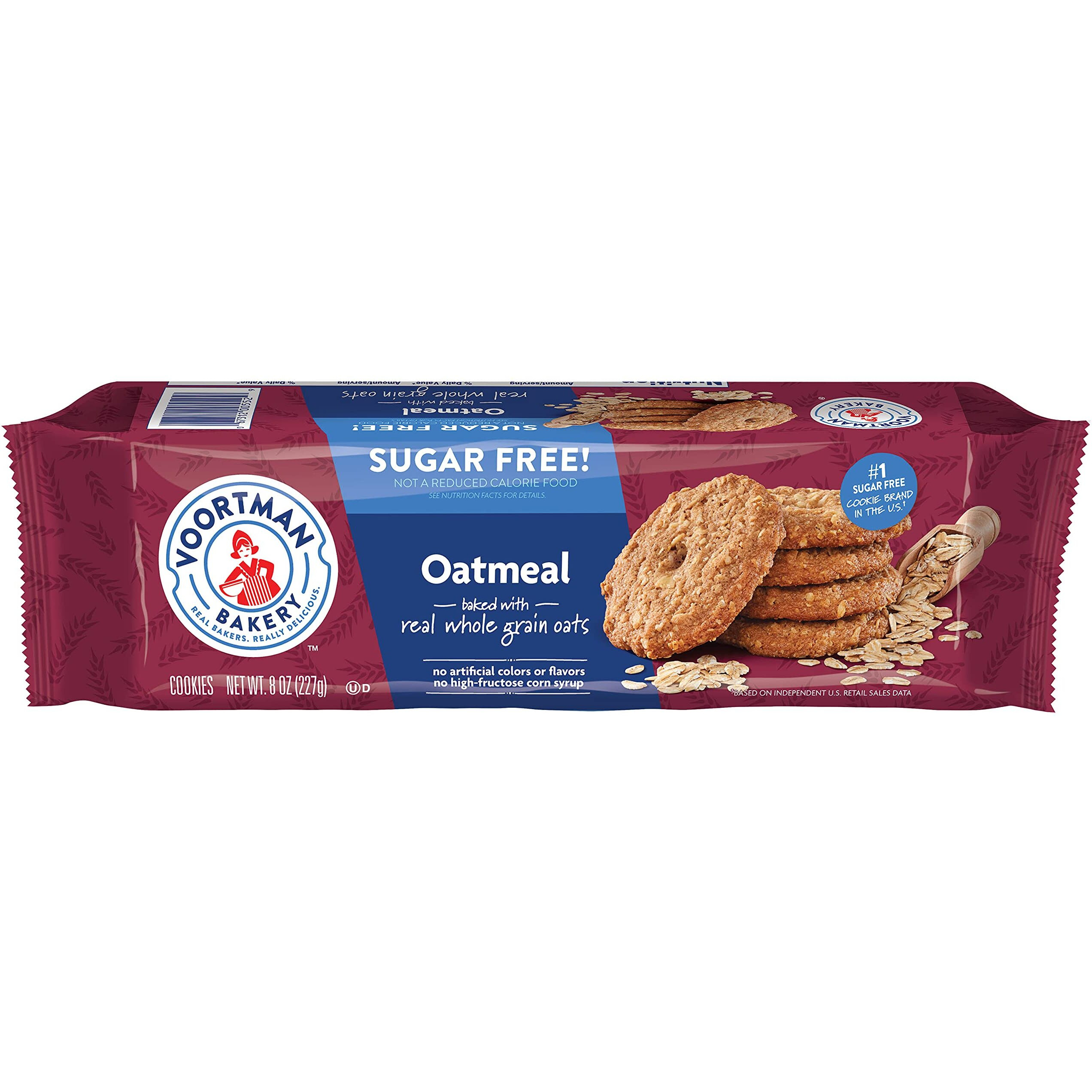 Voortman Bakery, Sugar Free Oatmeal Cookies, 8 Oz. Bag, Pack Of 4 -Delicious Sugar Free Cookiemade With Real Ingredients, Perfect For Snacktime, Lunches And More