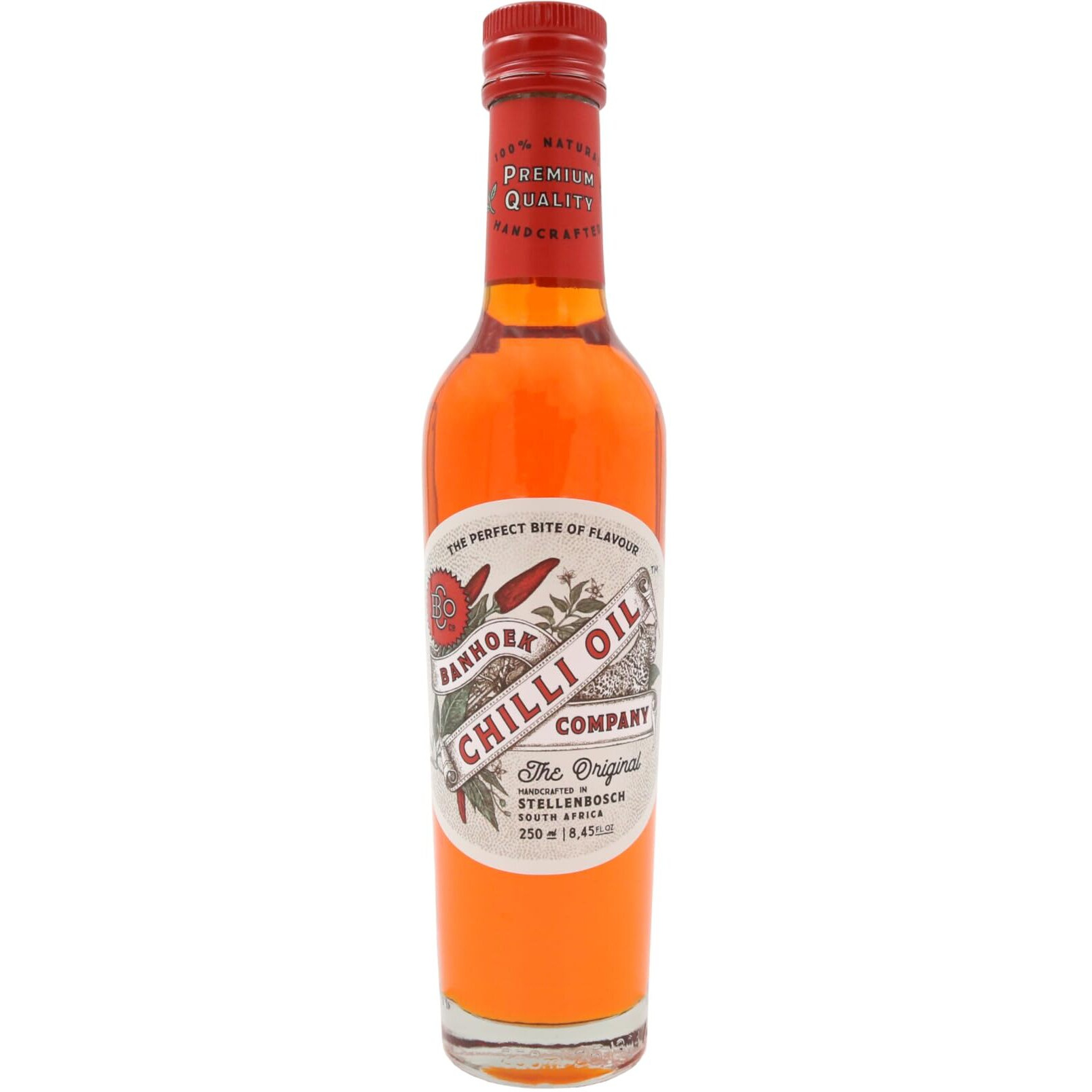 Banhoek - Chili Oil, Non-Gmo Chili-Infused Canola Oil. Hot Chili Oil For Cooking, Basting & Marinating, For Meats, Veggies, Salads & More, Vegan Alternative To Butter Or Infused Olive Oil, 250 Ml