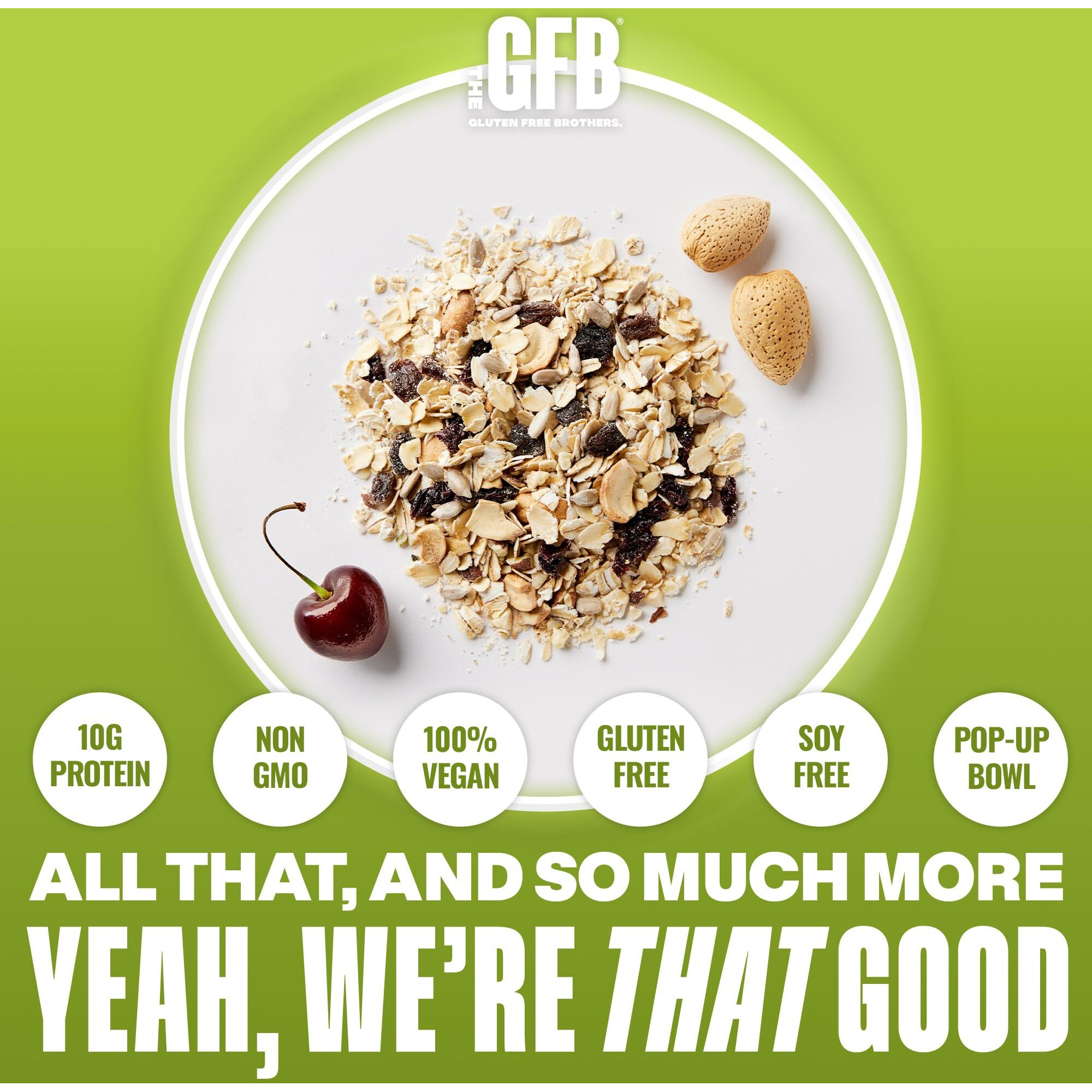 The Gluten Free Brothers Protein Oatmeal Cups - Gluten Free Fruit, Nuts And Seeds Oatmeal Pouches - Instant Hot Breakfast Cereal In A Pop-Up Cup - Non Gmo, Soy Free, Vegan, 2 Oz (6 Count)