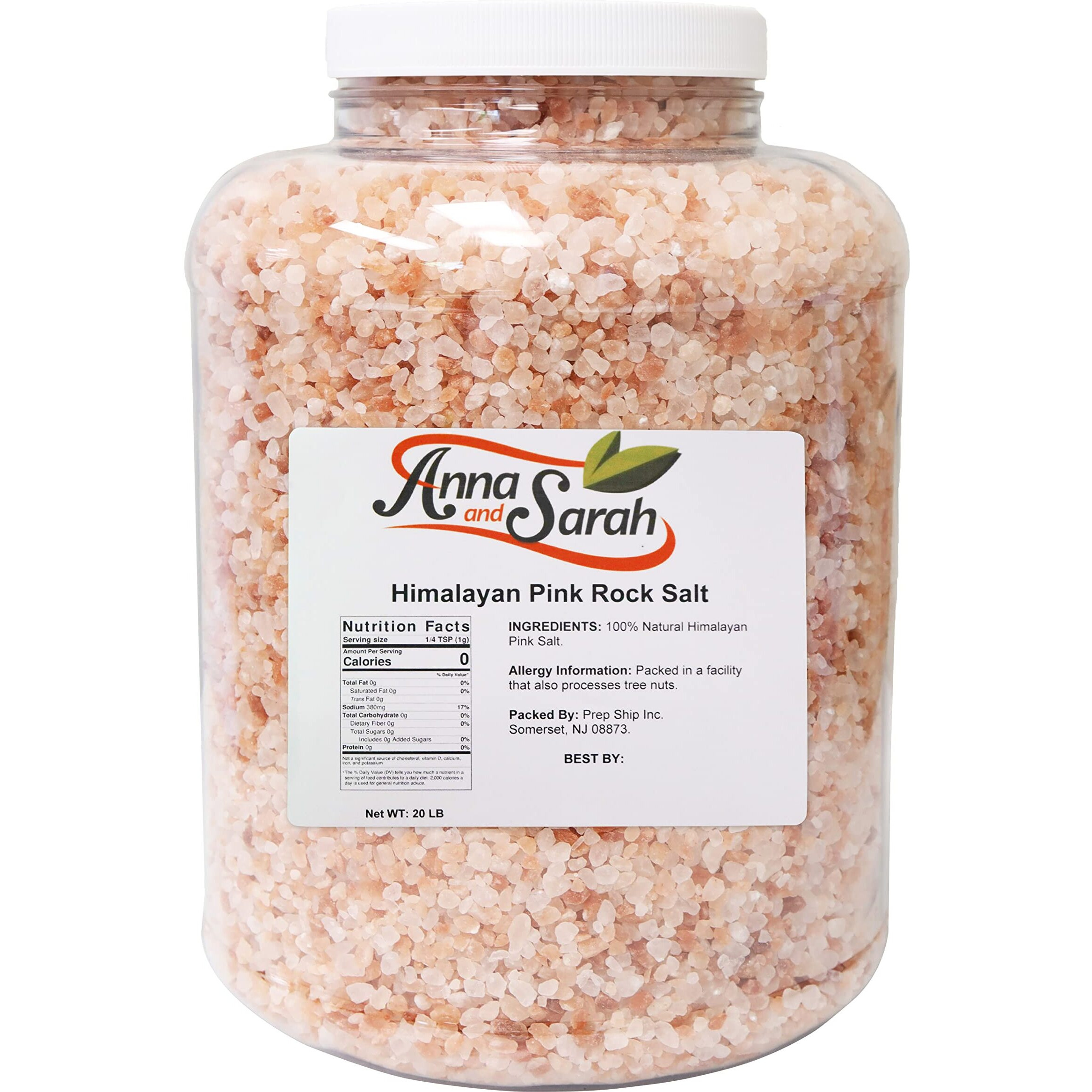 Anna And Sarah Himalayan Pink Salt 20 Lbs Coarse Bulk In Jar - Pure Gourmet Crystals - Himilian 100% Natural - Contains 84 Minerals -Suitable For Body Bath Scrubs - Kosher