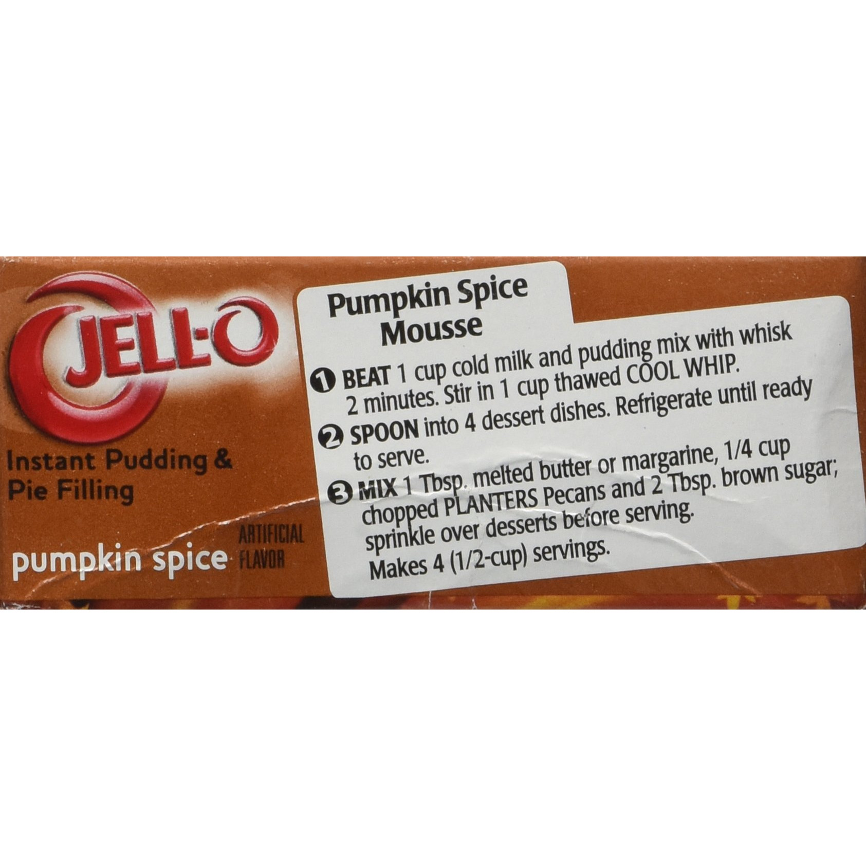Kraft Jell-O Instant Pudding & Pie Filling, Pumpkin, 3.4-Ounce Boxes (Pack Of 3)