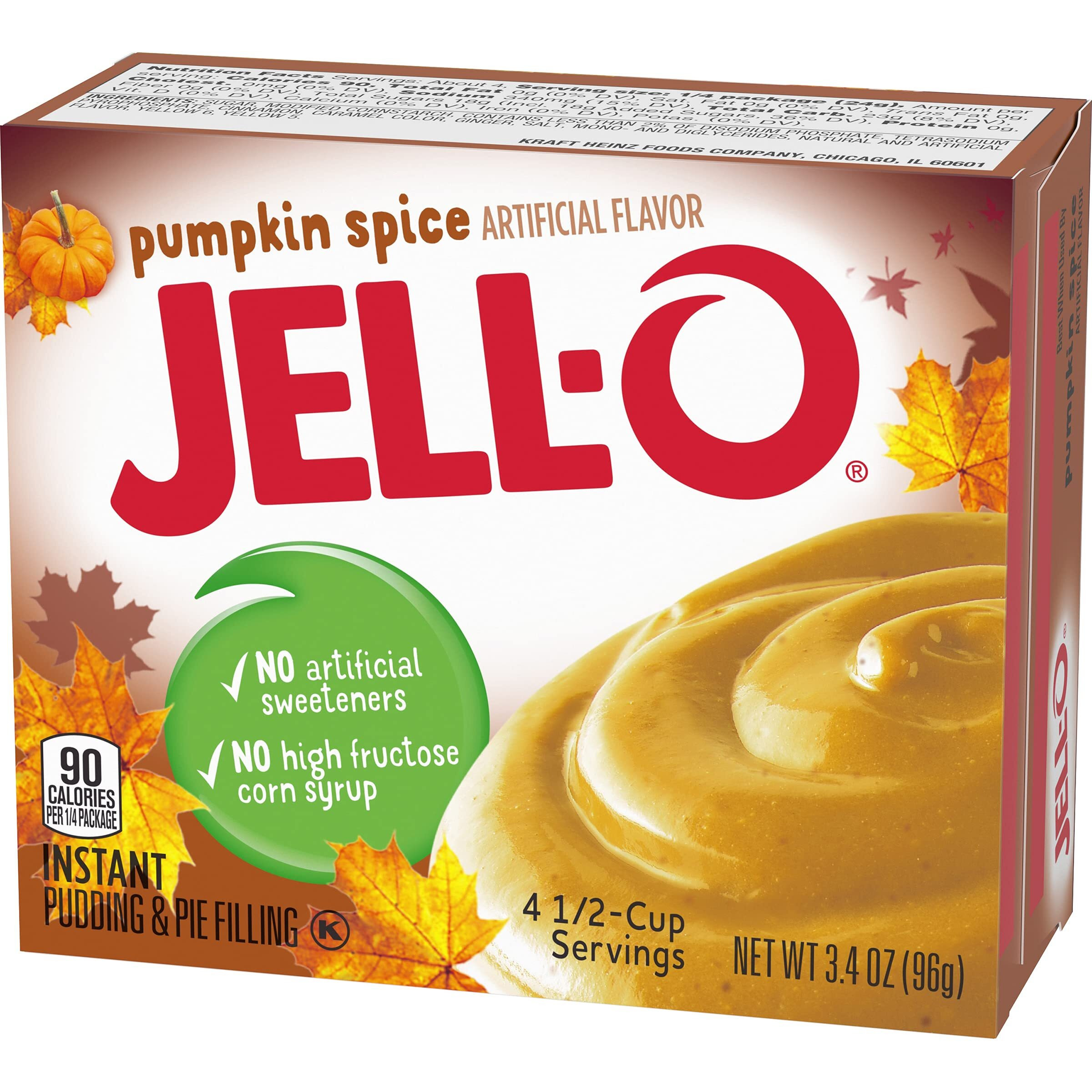 Kraft Jell-O Instant Pudding & Pie Filling, Pumpkin, 3.4-Ounce Boxes (Pack Of 3)