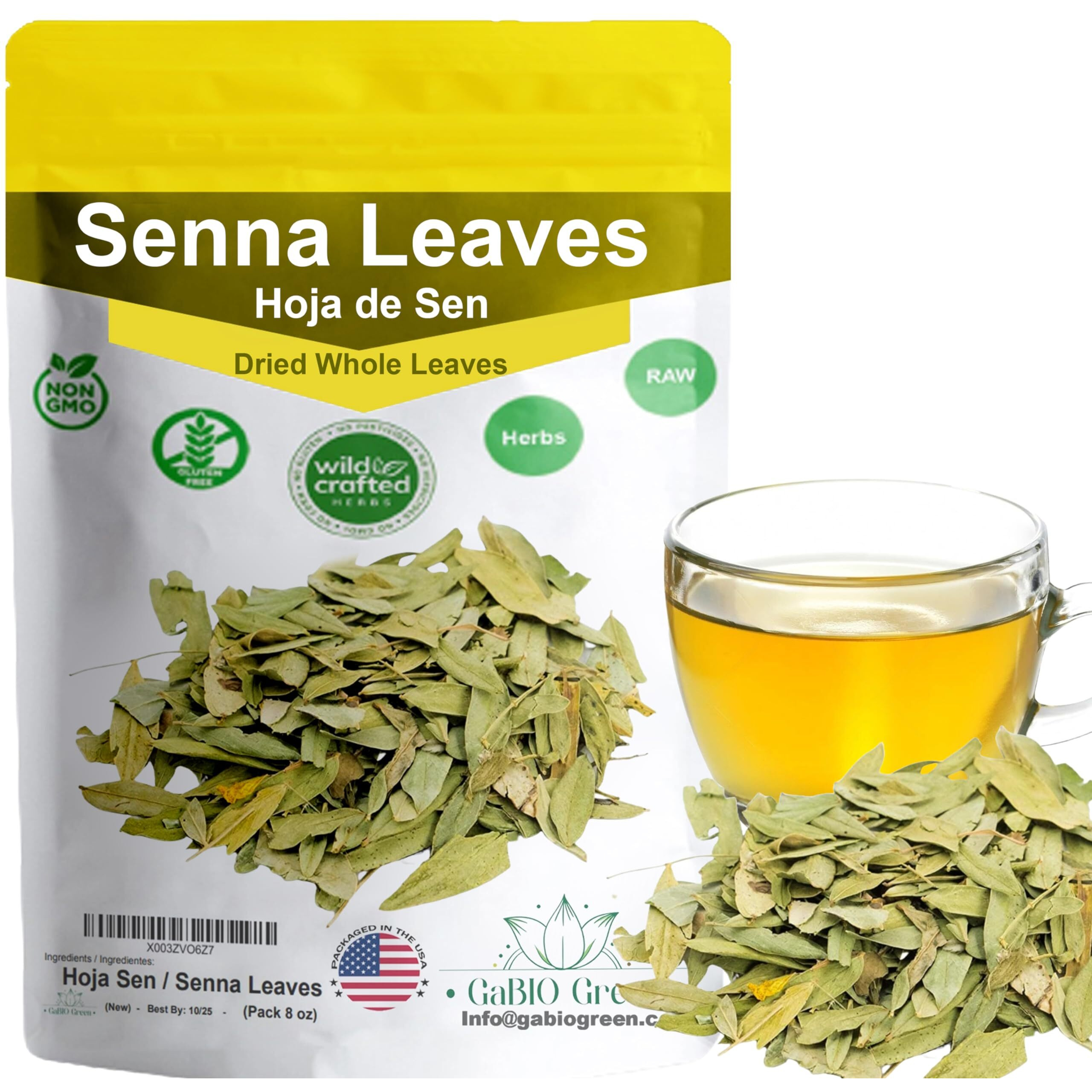 Senna Leaf Natural Senna Leaves Hoja Senna Dried Herbal Leaves, Senna Raw Leaf, Hoja Sen Cut & Sifted Herbs, Non-Gmo, Gluten-Free, Senna Alexandrina, Resealable Bag (4Oz)