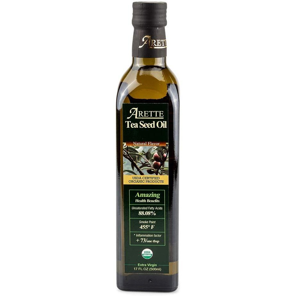Arette Organic Tea Seed Oil - Extra Virgin Cold Pressed High Heat Cooking Oil, Natural, 17 Ounces