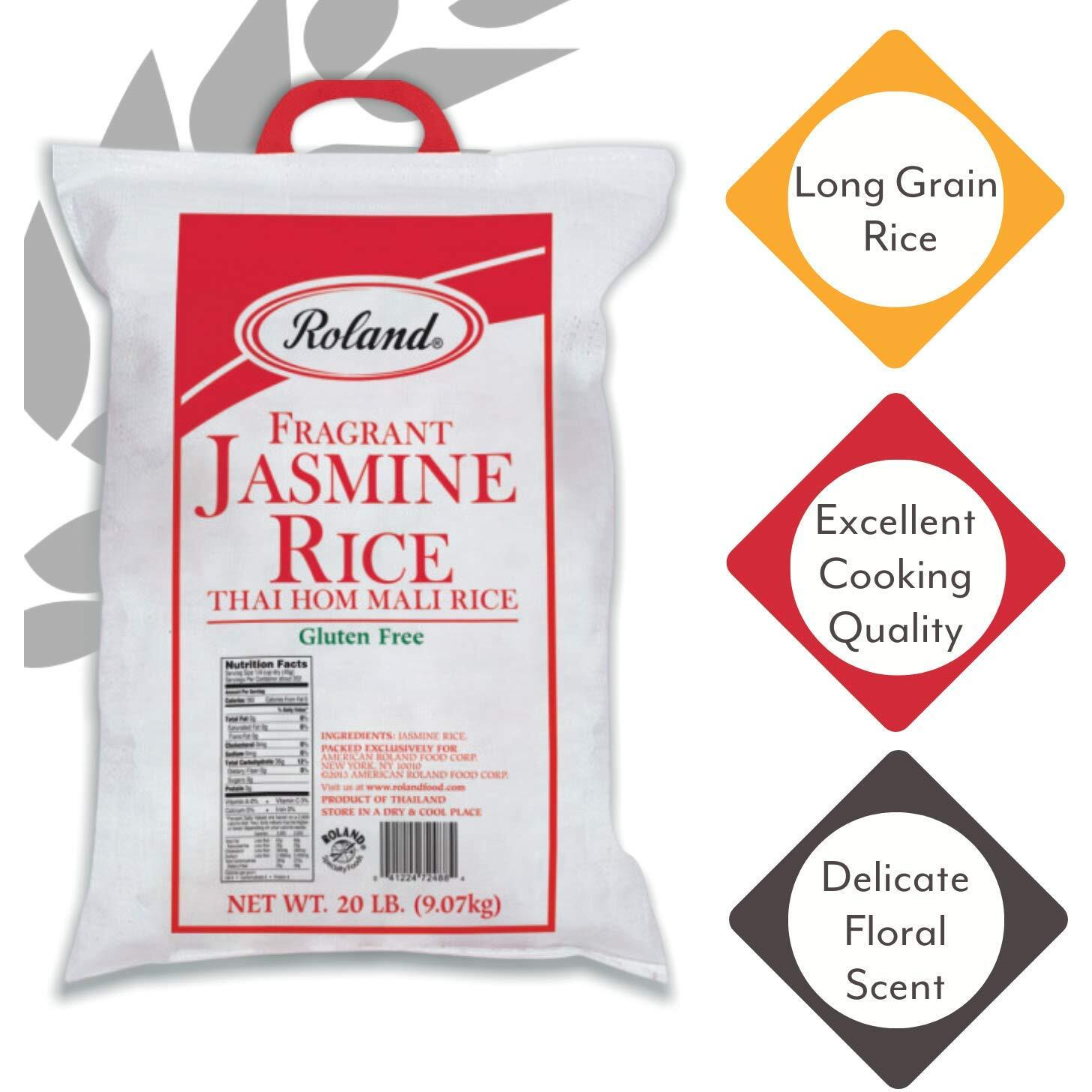 Roland Foods Fragrant Jasmine Rice From Thailand, 20 Lb Bag