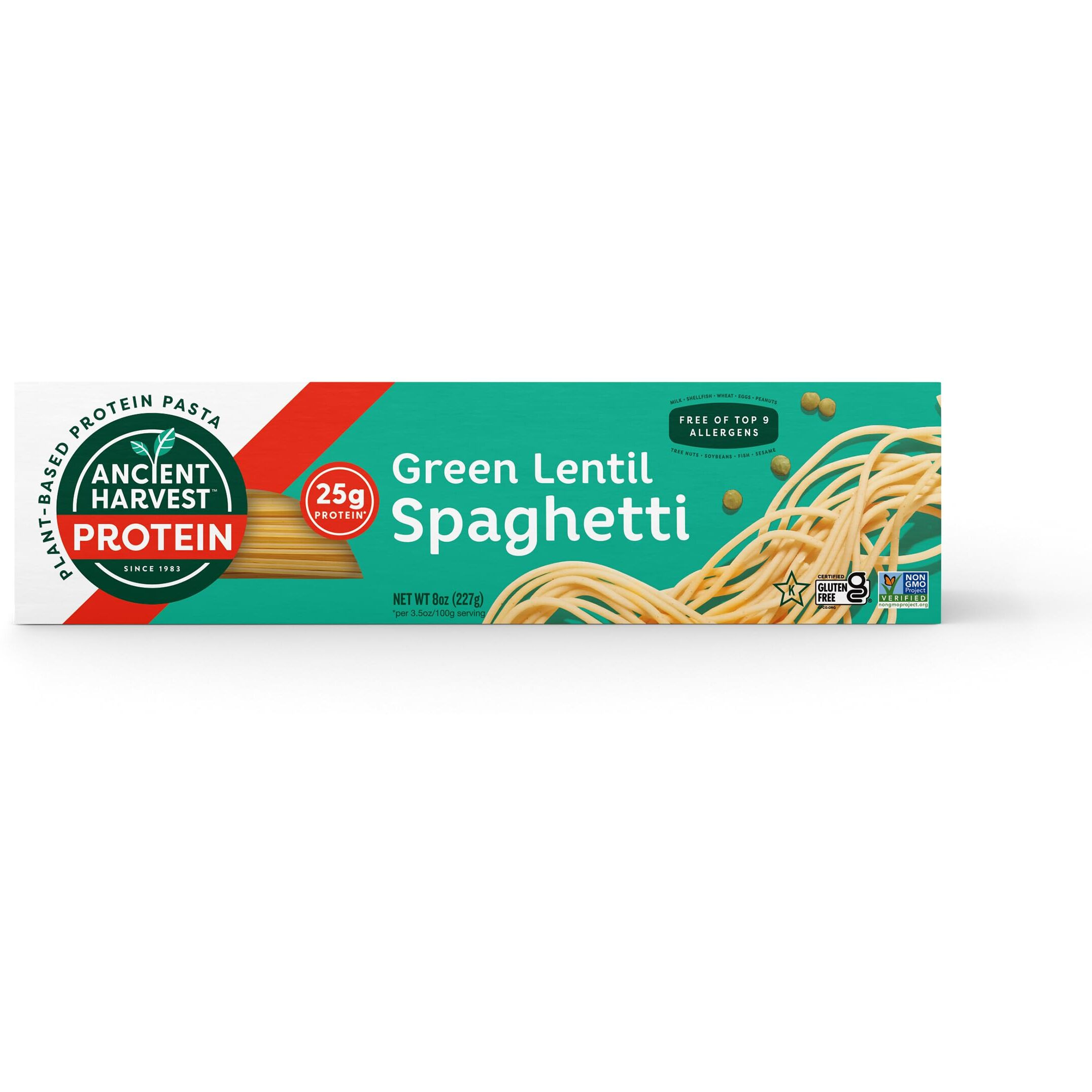 Ancient Harvest Gluten Free Plant-Based High Protein Vegan Pasta, Green Lentil And Quinoa Spaghetti, 8 Ounce (Pack Of 6)