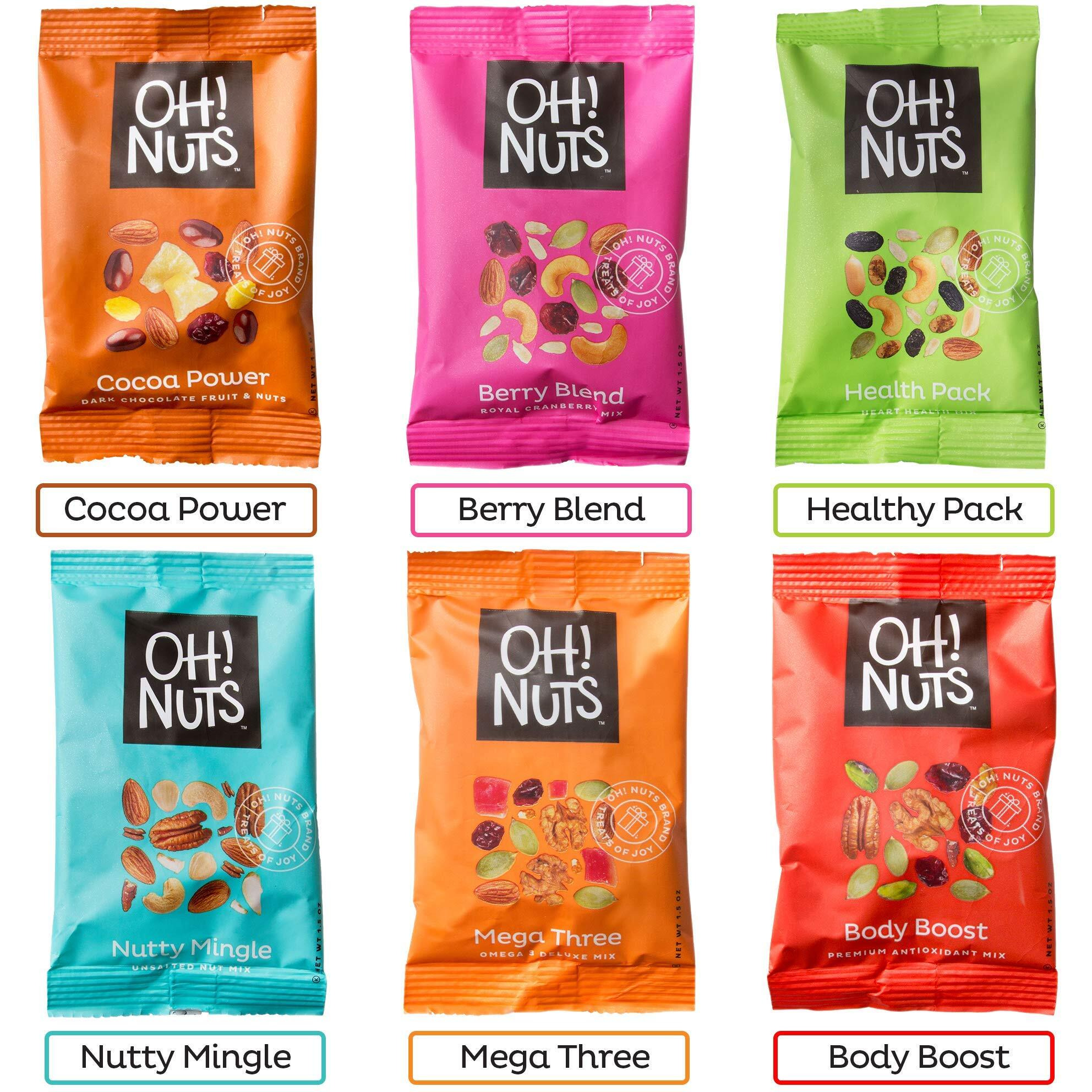 Trail Mix Individual Nut Snacks For On-The-Go | 12 Convenient Nut Snacks For School | Bulk Nuts Variety | Individual Packs (1.5 Oz Each) By Oh Nuts