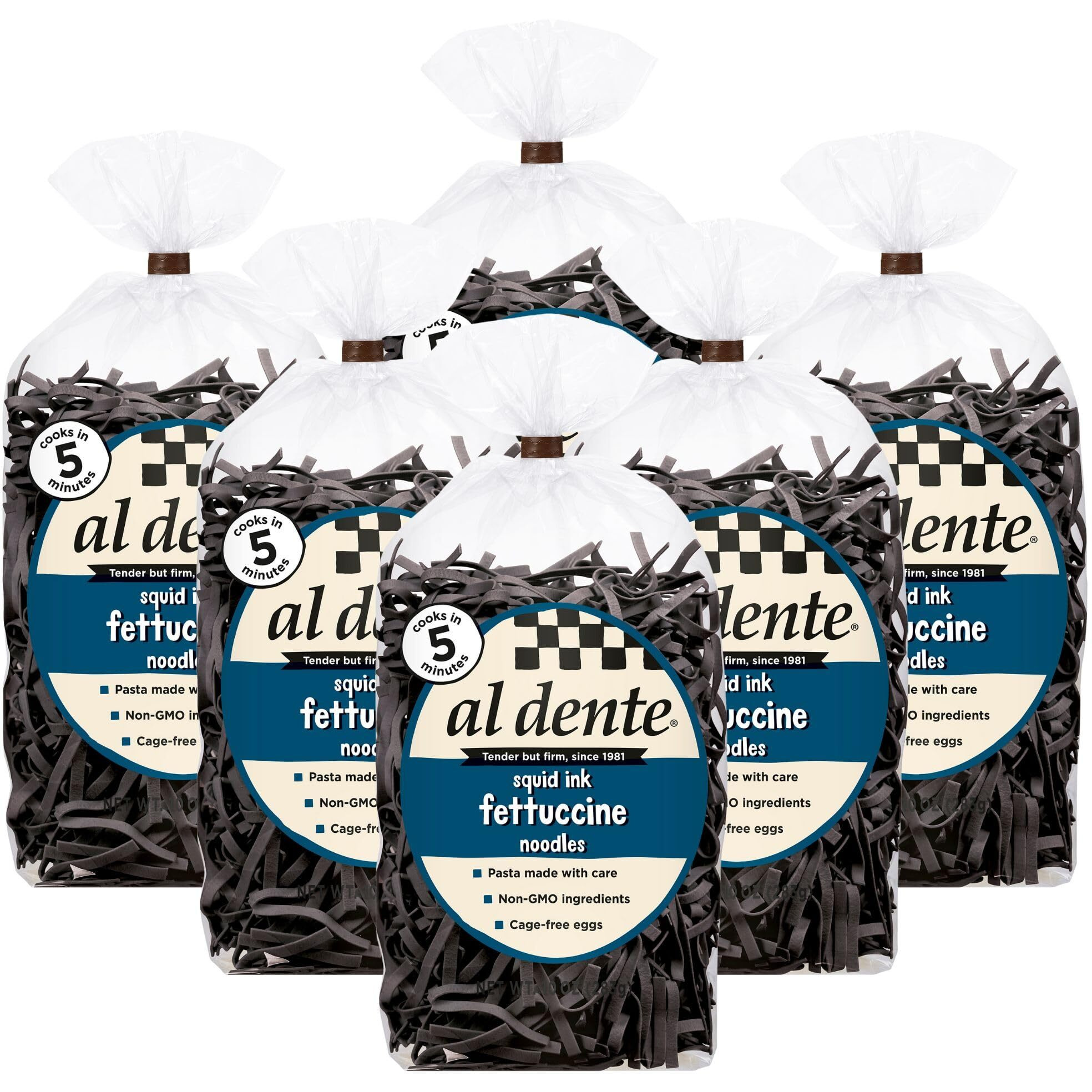 Al Dente Squid Ink Fettuccine, 10 Ounce Bag 283 G (Pack Of 6)