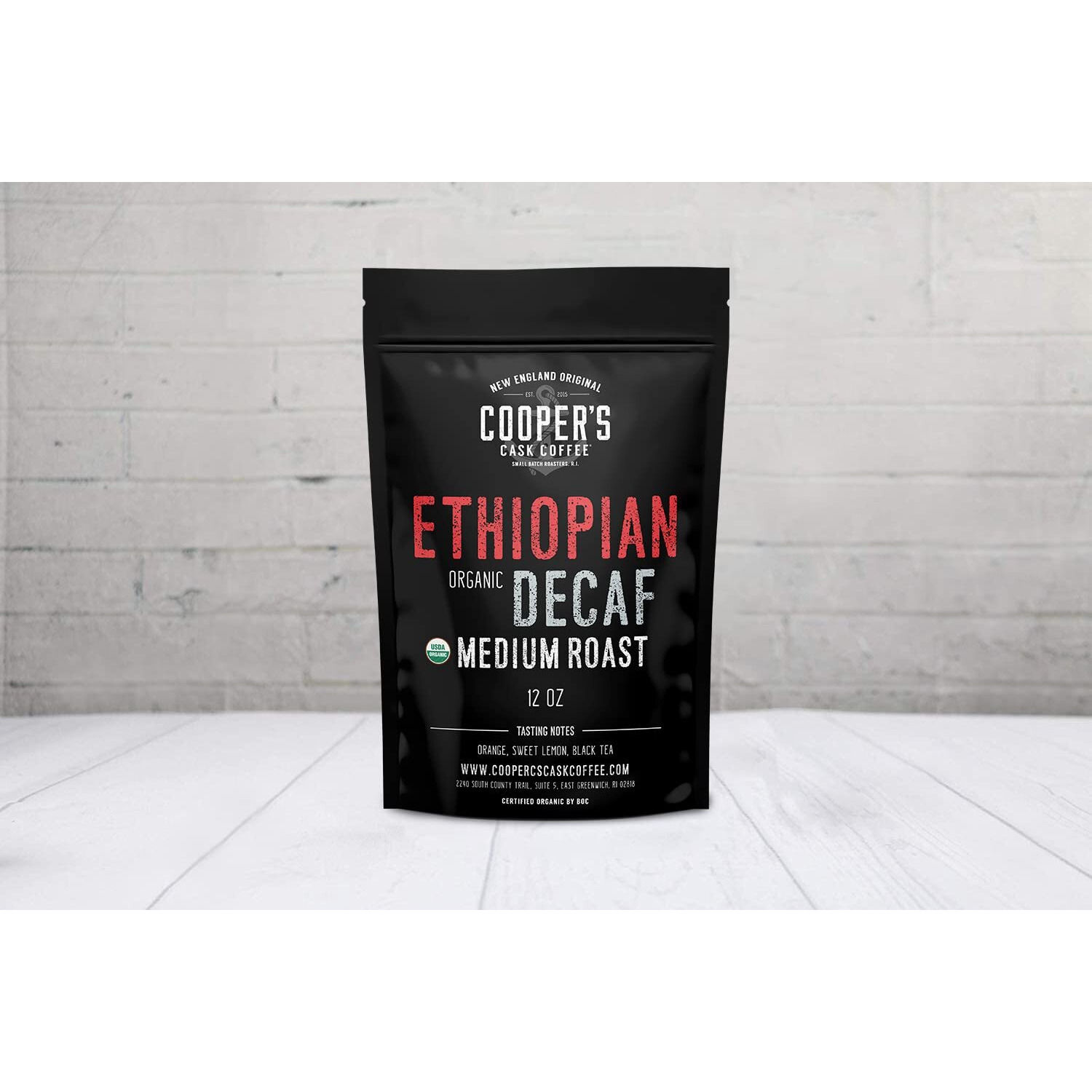 Organic Ethiopian Decaf Medium Roast Water Processed Whole Bean Coffee (12Oz Whole Bean)
