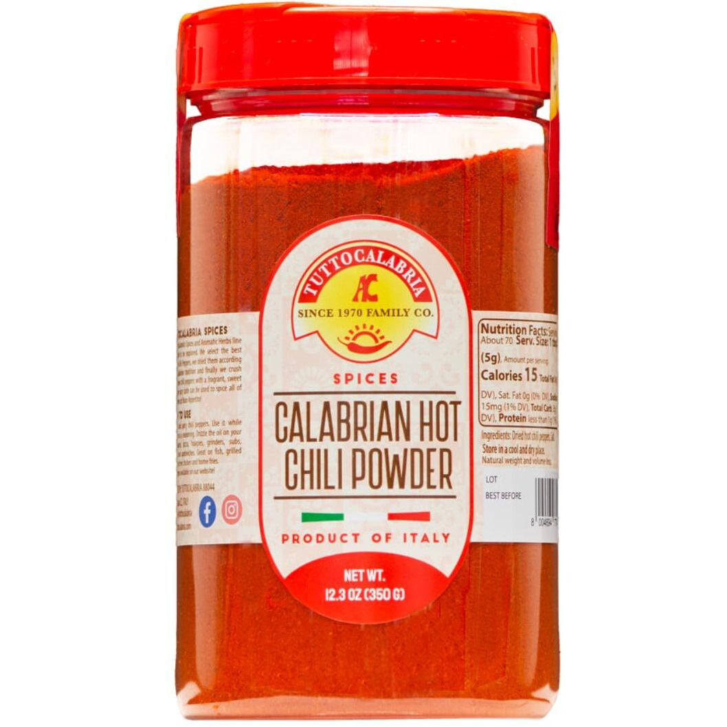 Chili Powder, Calabrian Hot Chili Powder, Spicy Italian Seasoning, 350 G (12.3 Oz) All Natural, Non-Gmo, Product Of Italy, Tuttocalabria