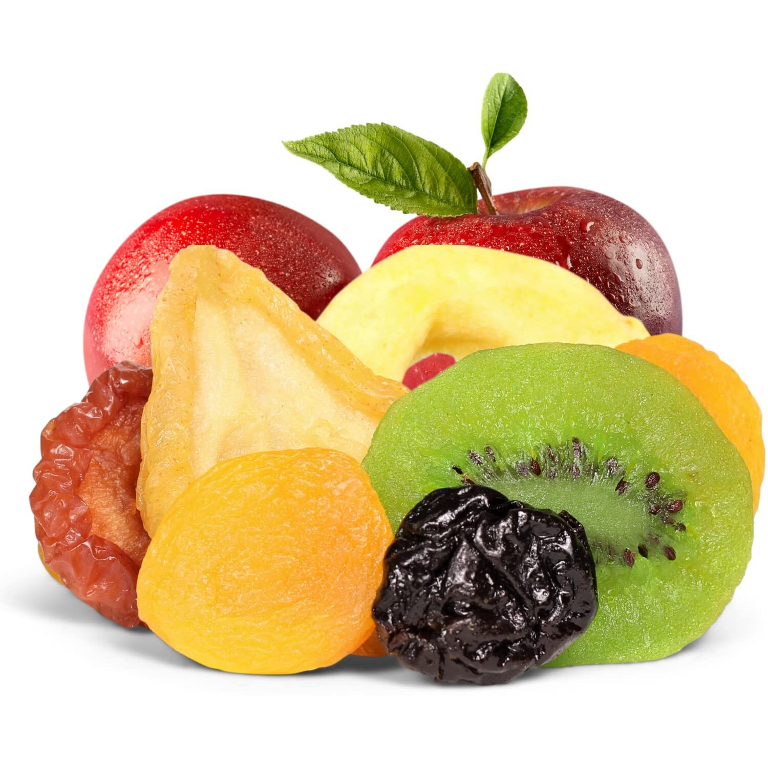 Dried Mixed Fruit With Prunes By It's Delish, 2 Lbs (32 Oz) Bulk | Snack Mix Of Prunes, Apricots, Plums, Apple Rings, Nectarines, Peaches, Pears, Kiwi Slices | Dry Fruits - Vegan Kosher Healthy Snacks