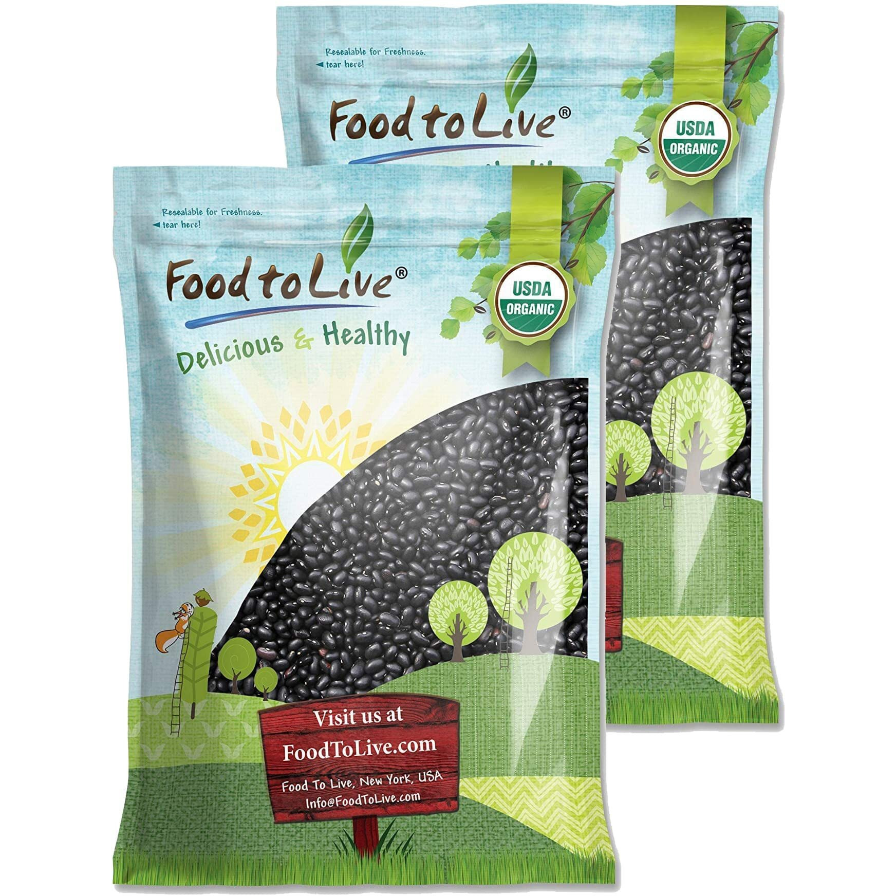 Food To Live - Organic Black Beans, 25 Pounds Non-Gmo, Whole Dried Beans, Sproutable, Vegan, Kosher, Bulk. Great Source Of Plant Based Protein, Fiber. Great For Bean Soup, Salads, Chili.