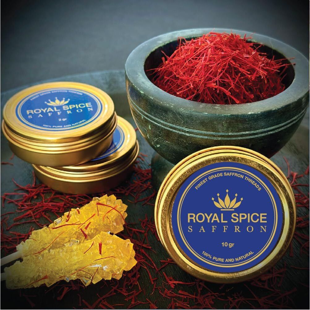 Royal Spice Saffron, Finest Pure Premium Saffron Threads. For Rice, Tea, Paella, Desserts, And All Culinary Delights.