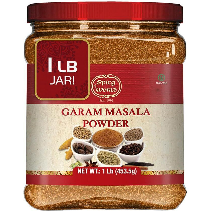 Spicy World Garam Masala Powder 1 Pound Bulk Jar - 16 Ounce - 15 Premium Indian Spice Blend, Salt Free