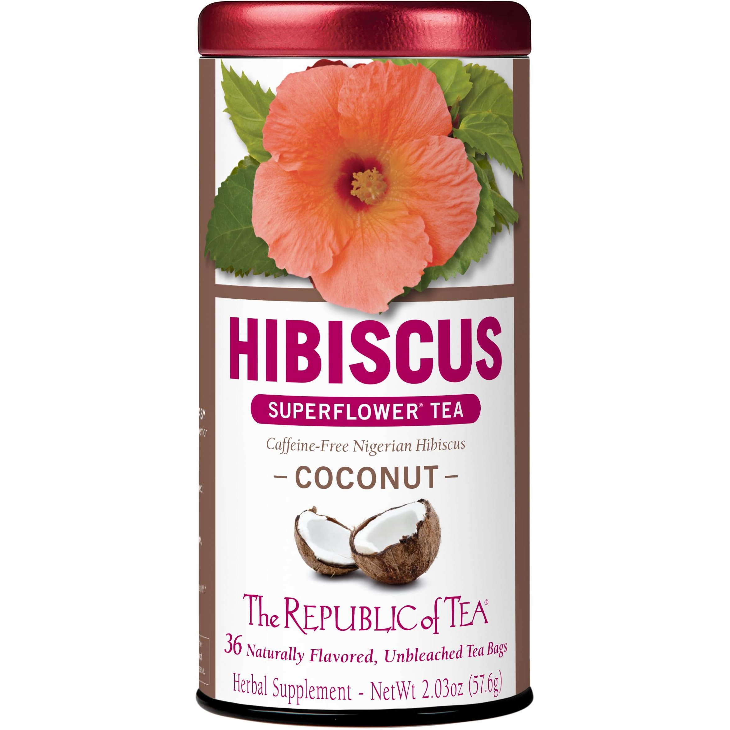 The Republic Of Tea - Hibiscus Coconut Superflower Herbal Tea, 36 Count