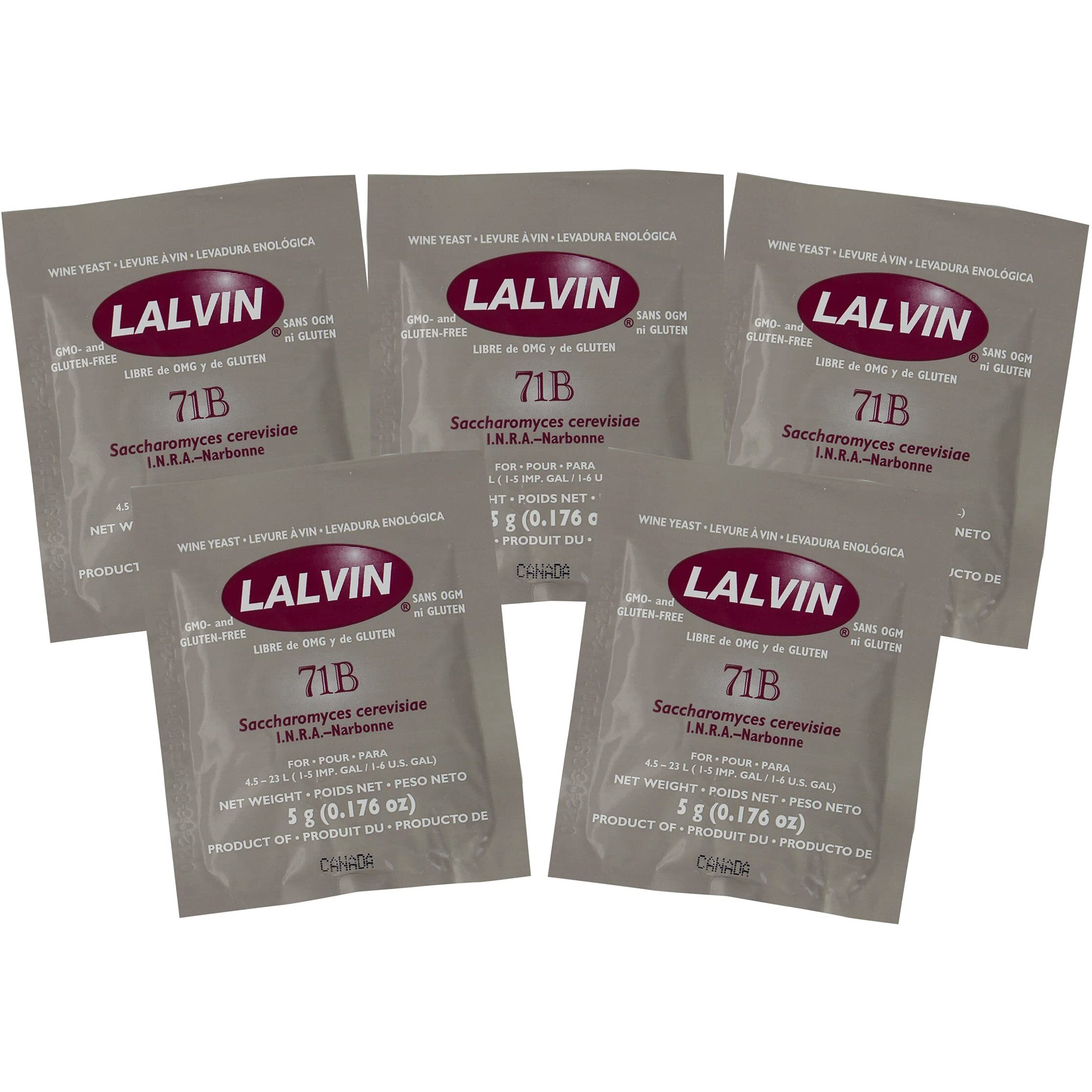 5X Lalvin 71B-1122 Nouveau Style Wine Yeast 5G Homebrew Wine Making 4.5L-23L