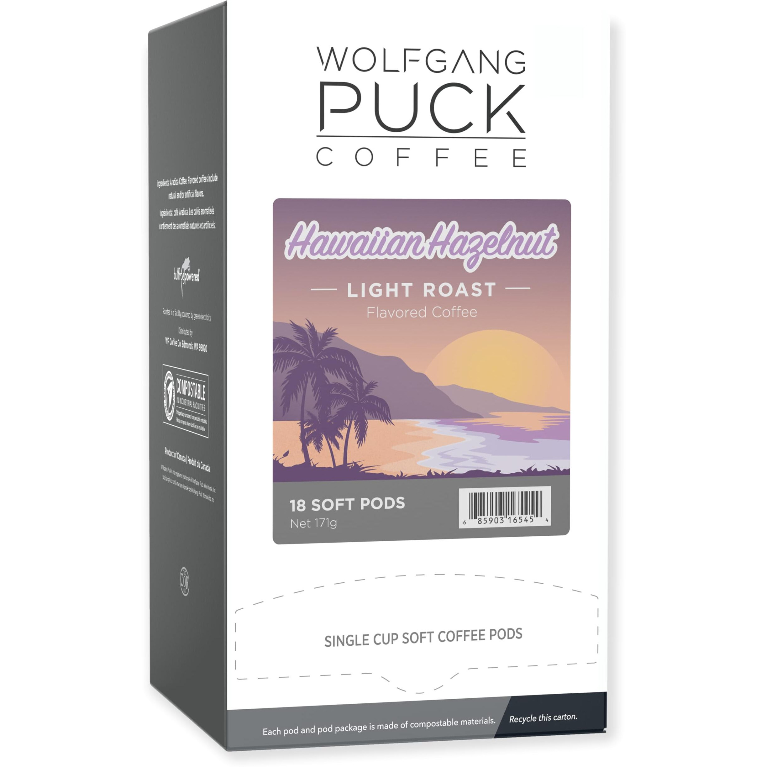 Wolfgang Puck Coffee Soft Pods, Hawaiian Hazelnut, 18 Count (Pack Of 1)