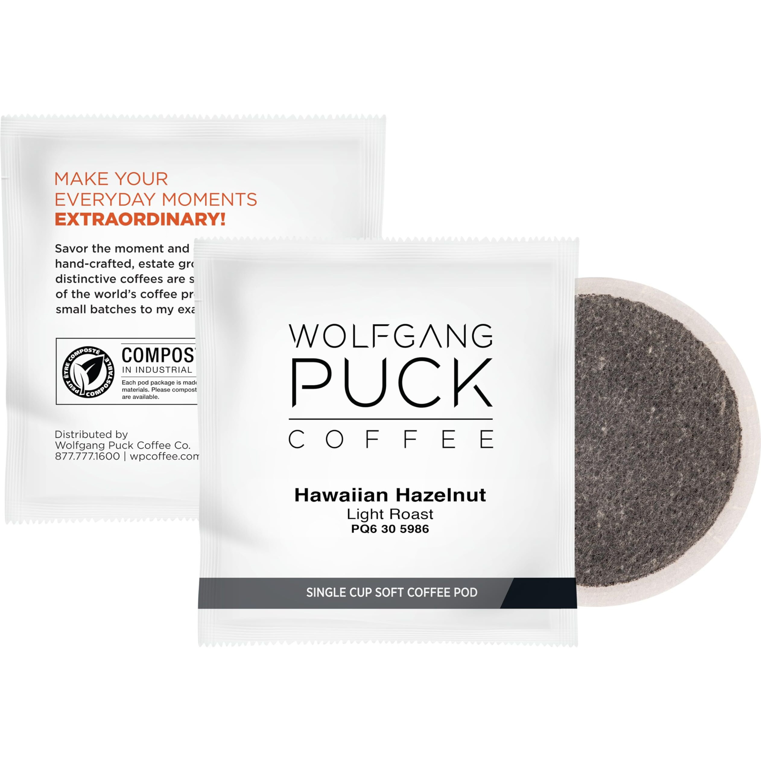 Wolfgang Puck Coffee Soft Pods, Hawaiian Hazelnut, 18 Count (Pack Of 1)