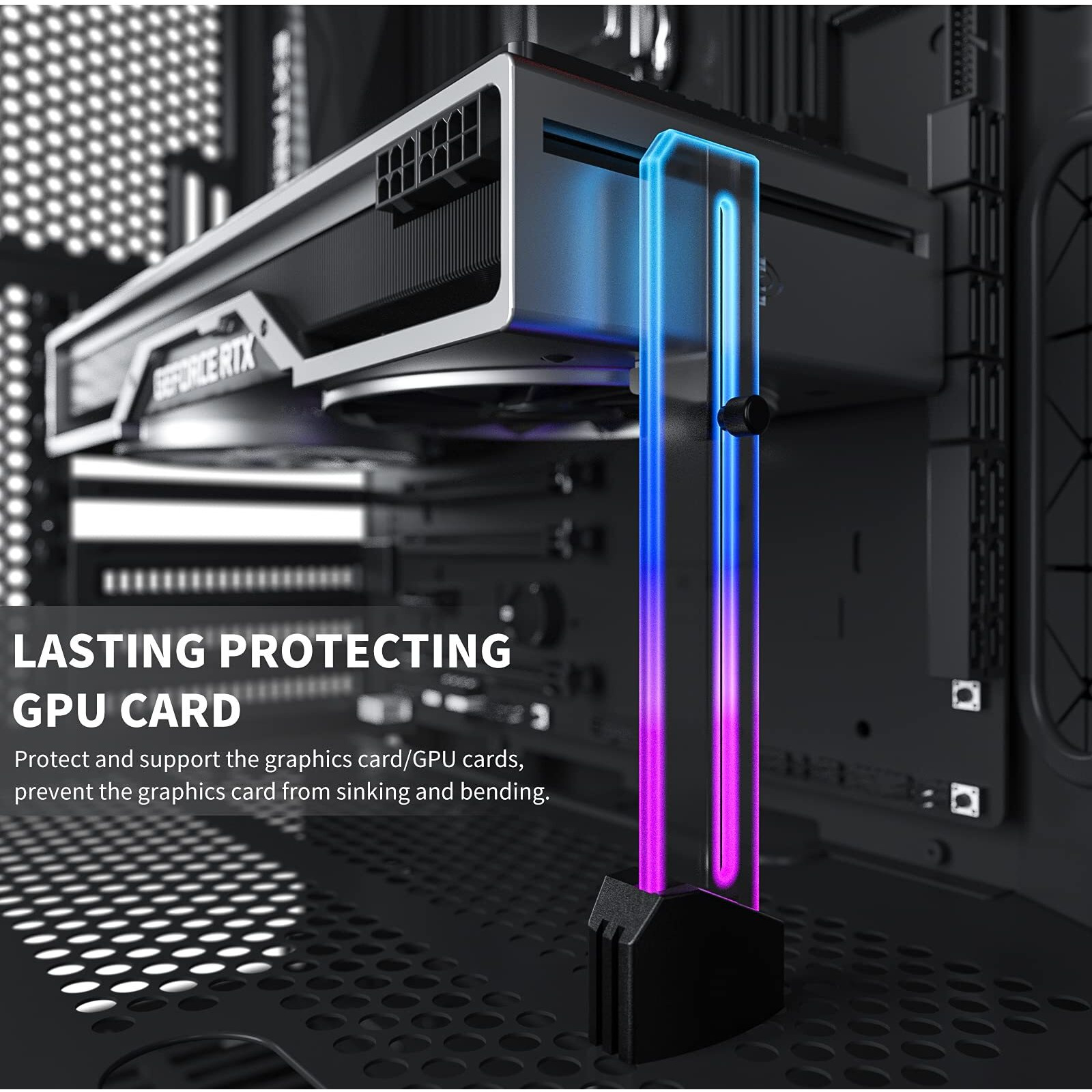 Uphere 5V Addressable Rgb Graphics Card Gpu Brace Support Video Card Sag Holder,Built-In 5V Argb Lamp,Adjustable Height Support,Gh03Argb