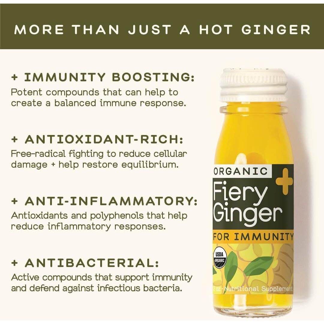 Greenhouse Juice Organic Fiery Ginger Wellness Shots 24-Count 60Ml Glass Bottles | Vegan & Gluten-Free