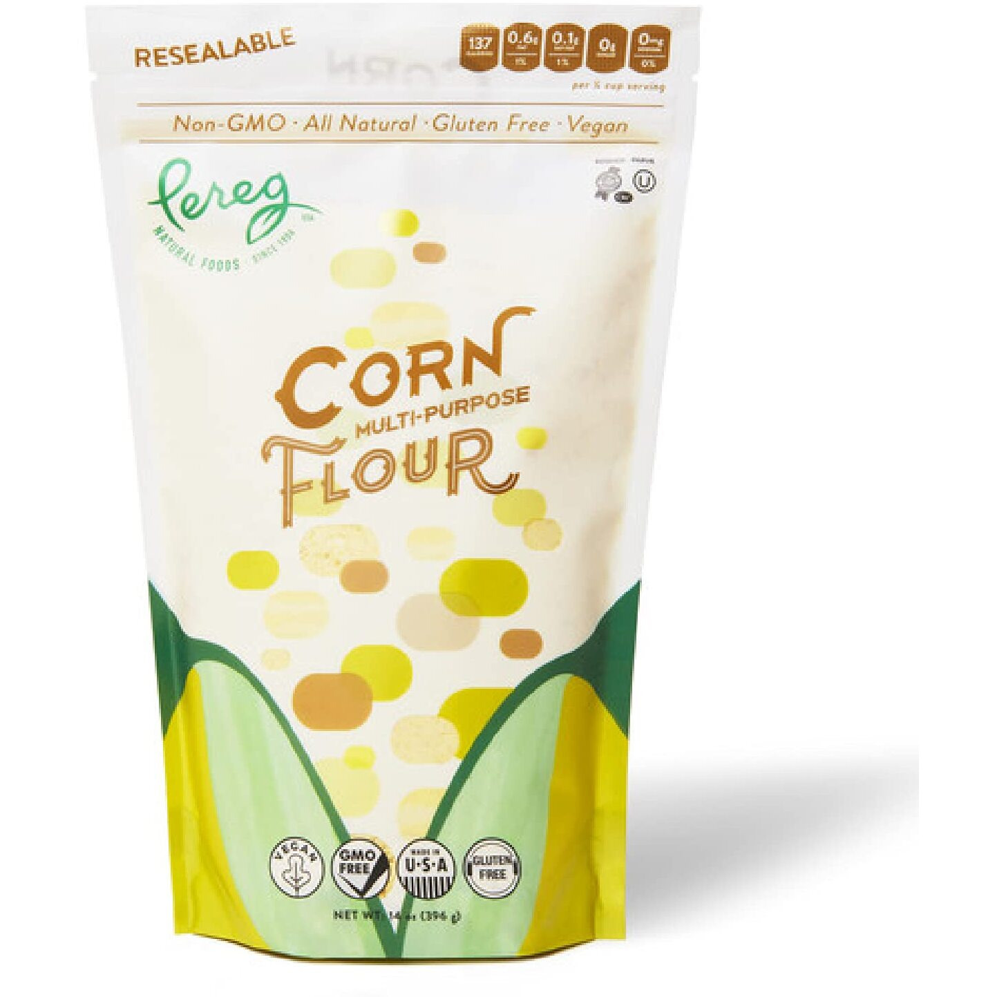 Yellow Corn Flour (14 Oz) - Vegan, Non-Gmo, Made In Usa, Gluten-Free - Cornflour For Mexican Dishes, Bread, Muffins, Cakes, Tortillas, Pupusas & Bakery - Resealable Packaging