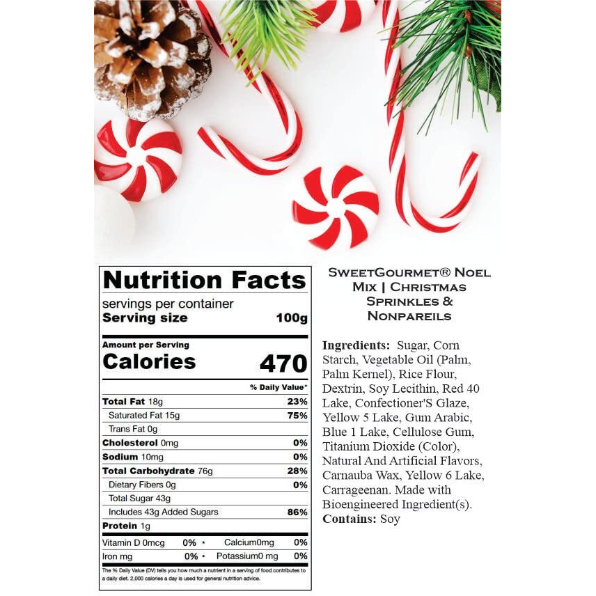 Sweetgourmet Noel Mix | Christmas Holiday Sprinkles Bulk | 2 Pounds