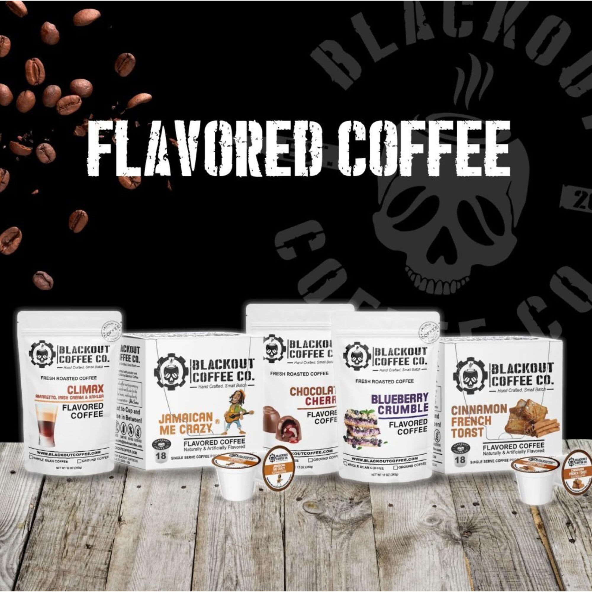Blackout Coffee Chocolate Cherry Flavored Ground Coffee, Medium Roast - Ground Coffee, Fresh Roasted In The Usa,12 Oz Pouch