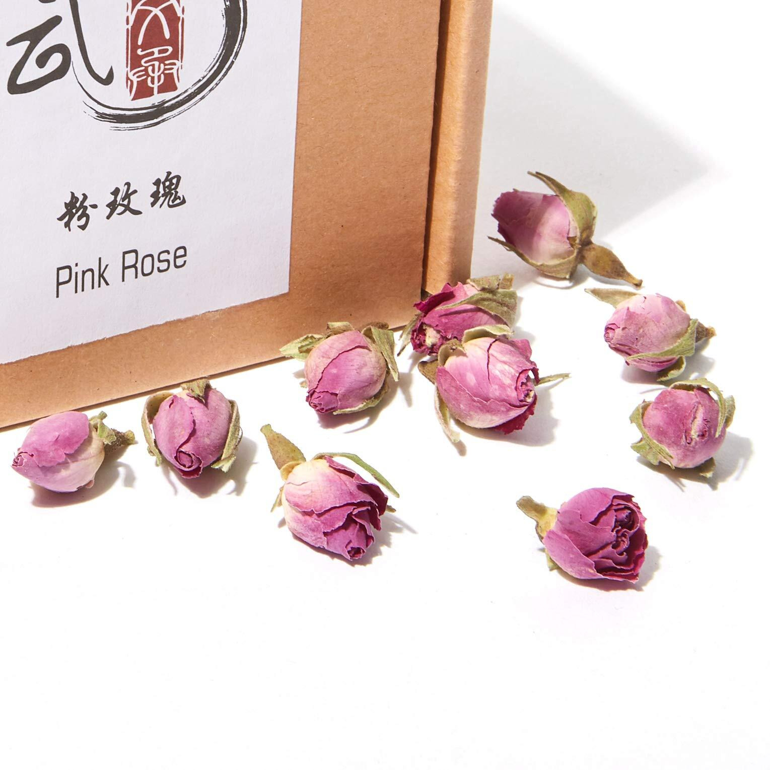 Chawuwarmsun-[A] Pink Rose Buds(3Oz),Loose Leaf Flower Petal Tea,Natural Fragrant Herbal Tea,Afternoon Tea