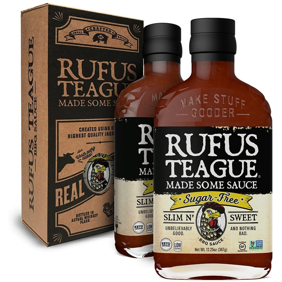 Rufus Teague Sugar Free Premium Bbq Sauce Slim N' Sweet, 12.25 Oz. Bottles, 2 Pack