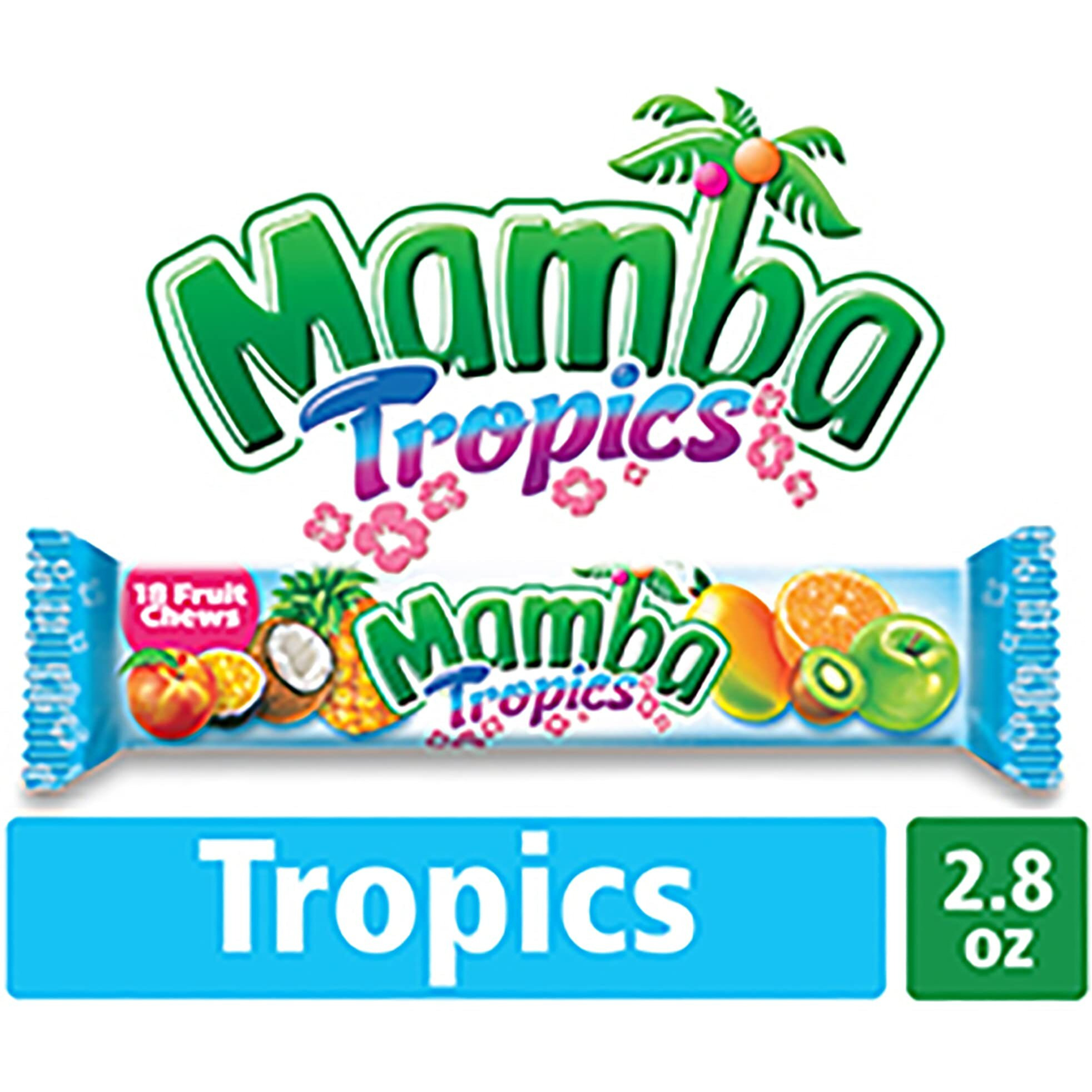 Mamba Tropics Fruit Chews Candy, 18 Pieces (Pack Of 24)