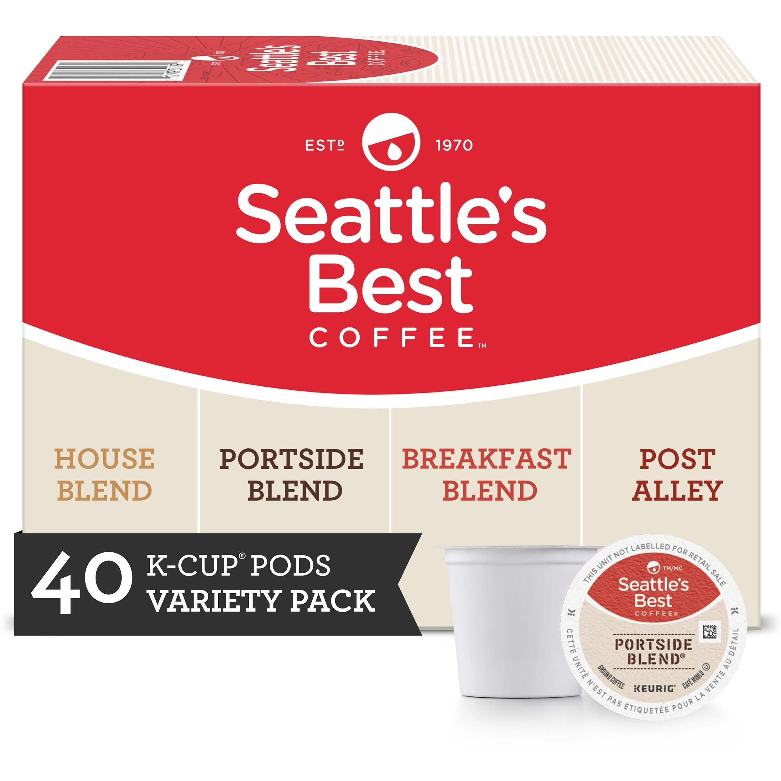 Seattle's Best Coffee K-Cup Coffee Pods Variety Pack, Dark Roast And Medium Roast Coffee For Keurig Brewers, 100% Arabica, 4 Boxes (40 Pods Total)