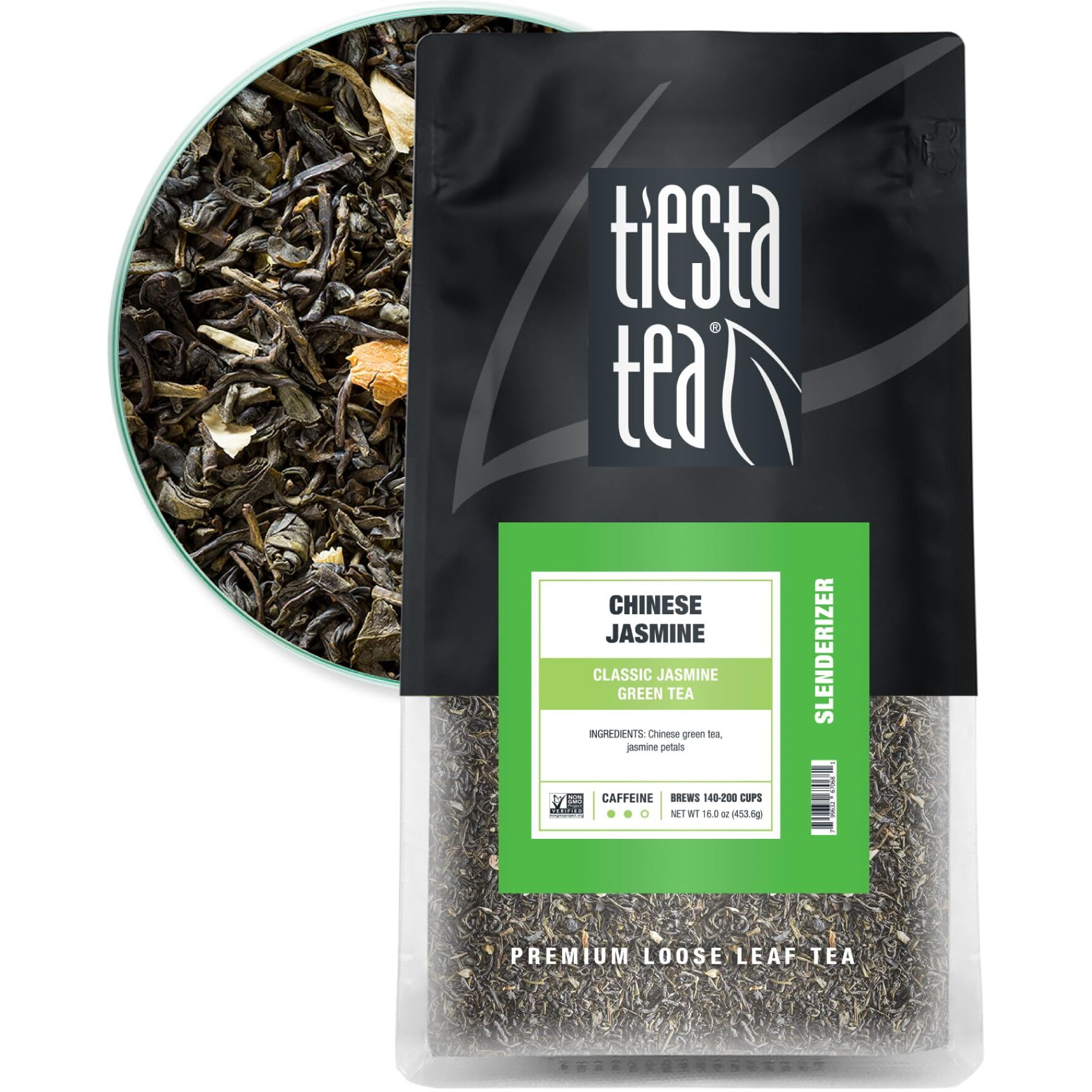 Tiesta Tea - Chinese Jasmine | Classic Jasmine Green Tea | Premium Loose Leaf Tea Blend | Medium Caffeinated Green Tea | Make Hot Or Iced Tea & Brews Up To 200 Cups - 16 Ounce Resealable Bulk Pouch