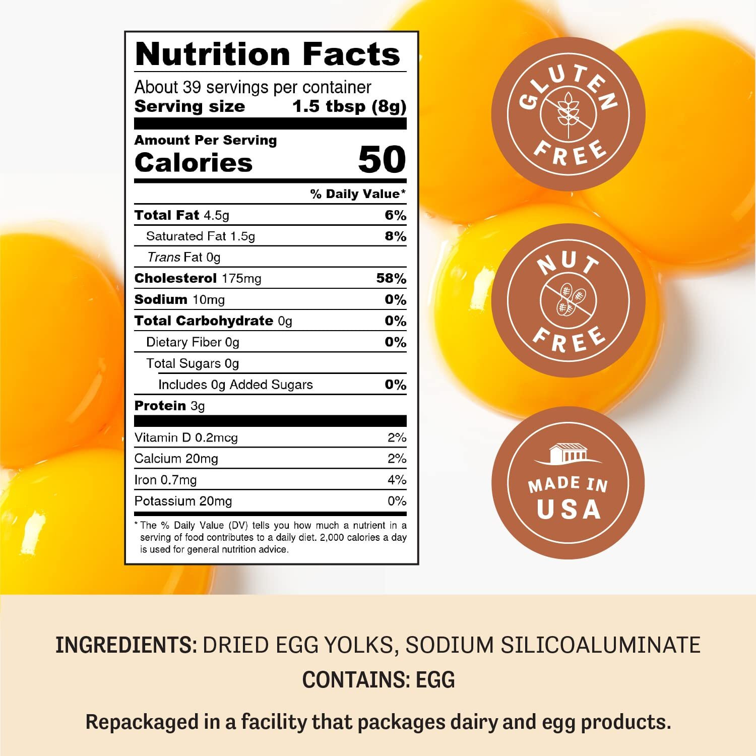 Judee's Dried Egg Yolk Powder - 11 Oz - Baking Supplies - Delicious And 100% Gluten-Free - Perfect For Homemade Baked Goods, Sauces, Ice Cream Toppings, And More - Great Source Of Protein