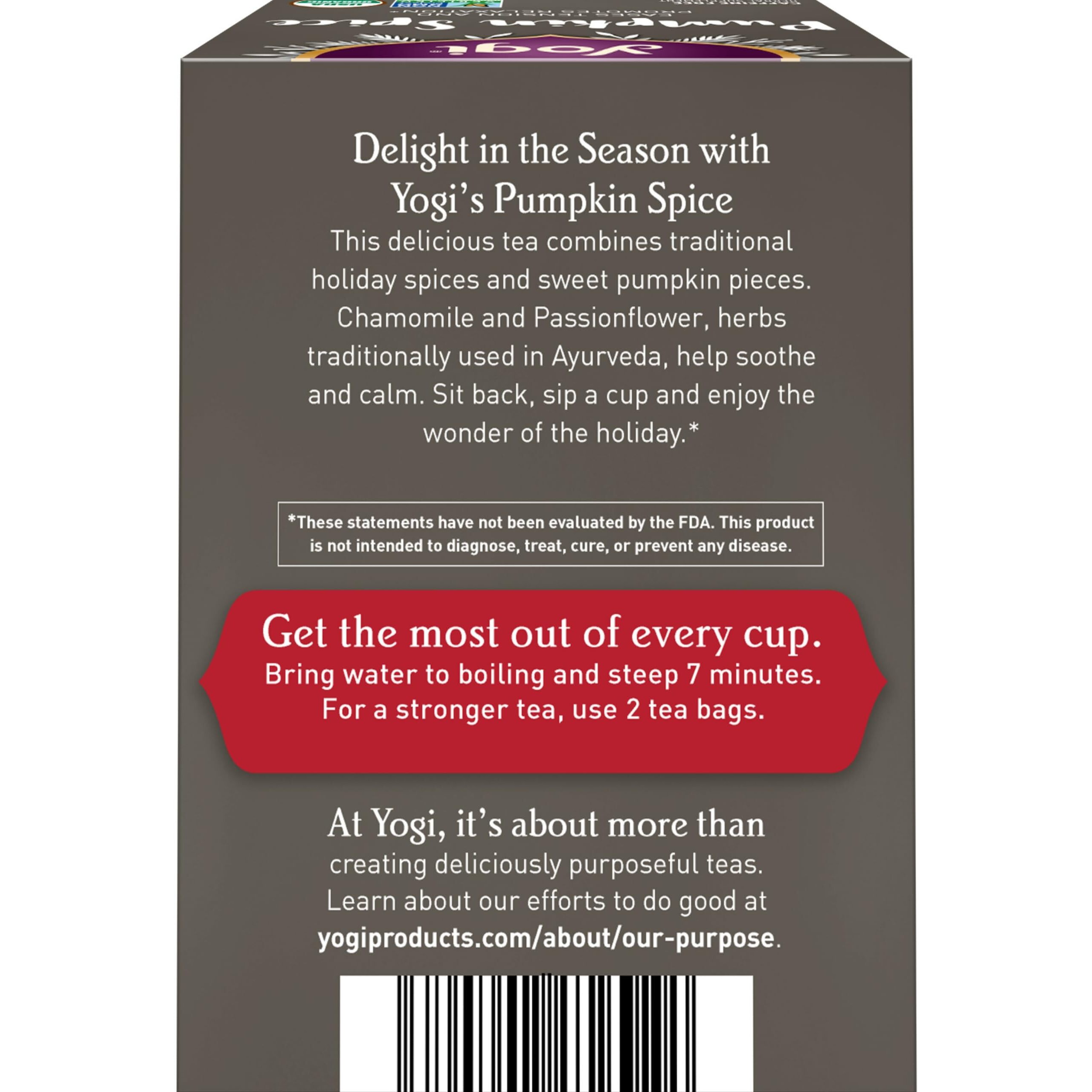 Yogi Tea Pumpkin Spice Tea - 16 Tea Bags Per Pack (4 Packs) - Limited Edition Organic Pumpkin Spice Tea Bags - Perfect For The Holidays - Includes Cinnamon Bark, Cardamom Pod, Nutmeg Kernel & More