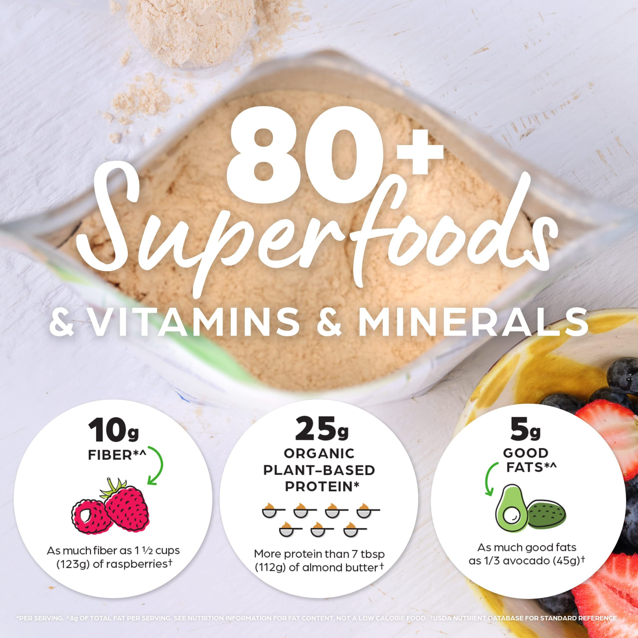 Orgain Perfect Meal, Organic, Vegan Meal Replacement Protein Powder, Vanilla - 25G Plant Based Protein, 80+ Superfoods, 1B Probiotics & 10G Fiber, Adaptogens & Ashwagandha - 2.16Lb