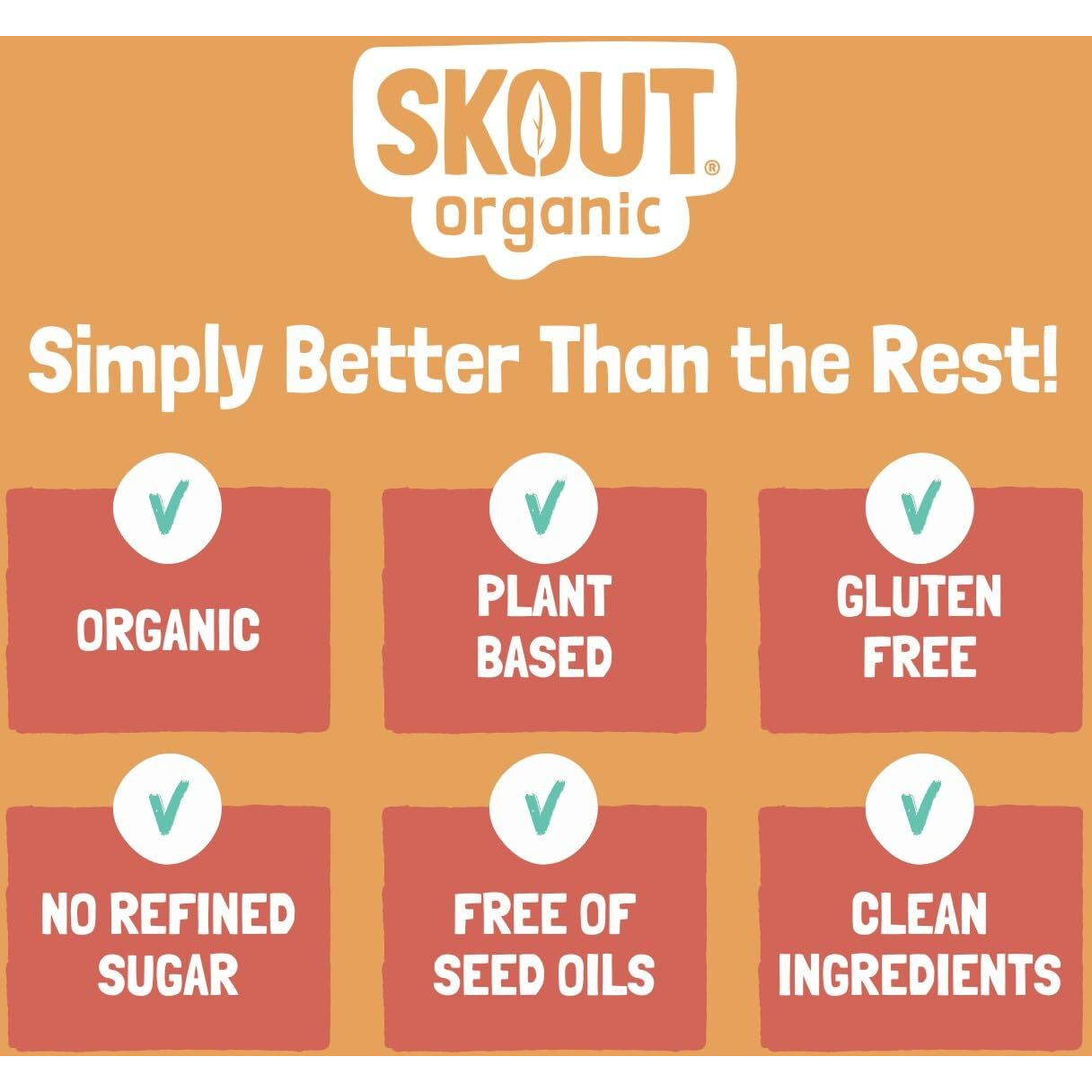 Skout Organic Plant-Based Protein Bars Chocolate Peanut Butter (12 Pack) 10G Protein - Vegan Protein Bars - Only 5 Ingredients - Easy Snack - Gluten, Dairy & Soy Free
