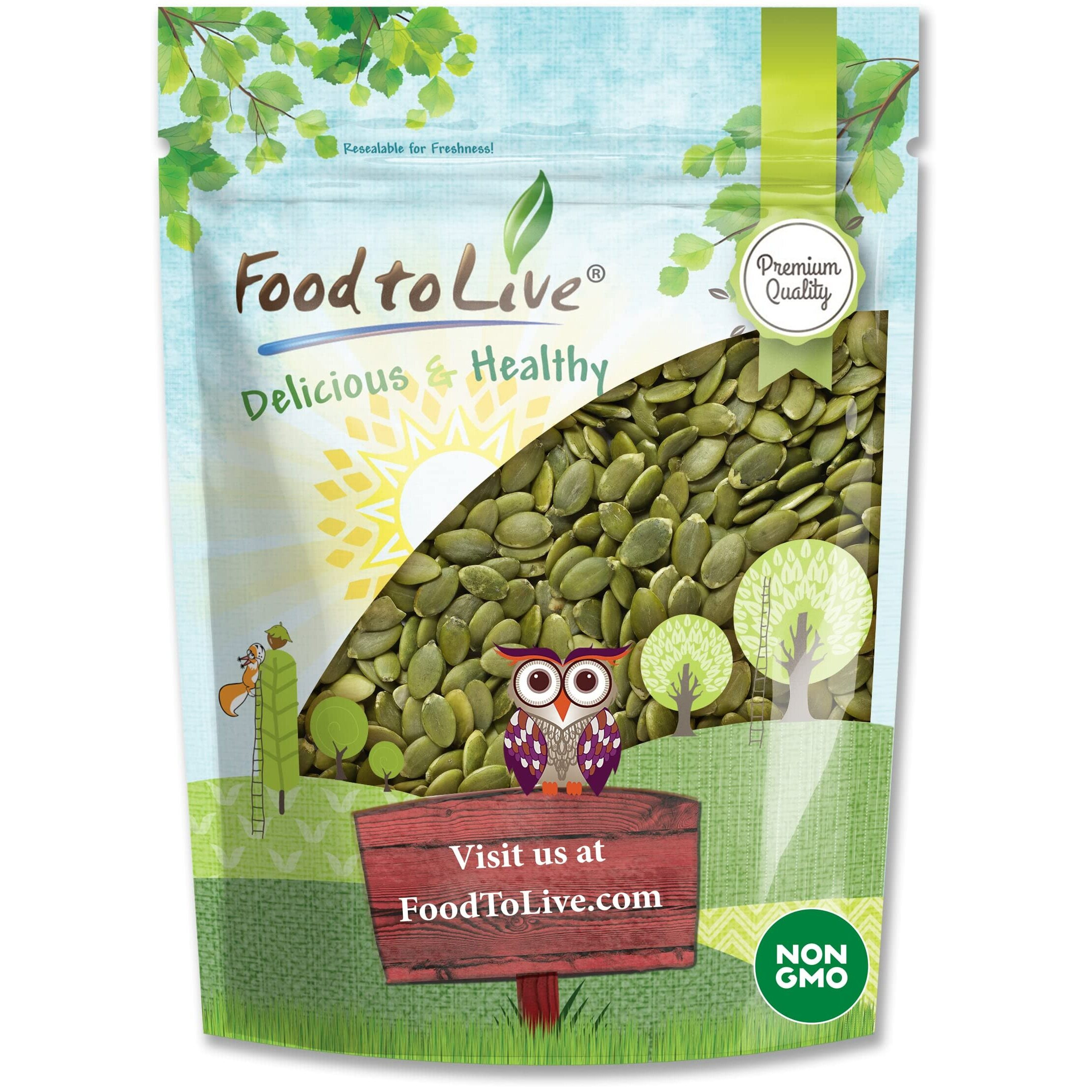 Food To Live - Raw Pepitas, 5 Pounds Non-Gmo Verified, Pumpkin Seed Kernels, Unsalted, No Shell, Vegan, Kosher, Keto, Bulk. Wholesome Snack. High In Protein, Essential Fatty Acids. Great For Baking