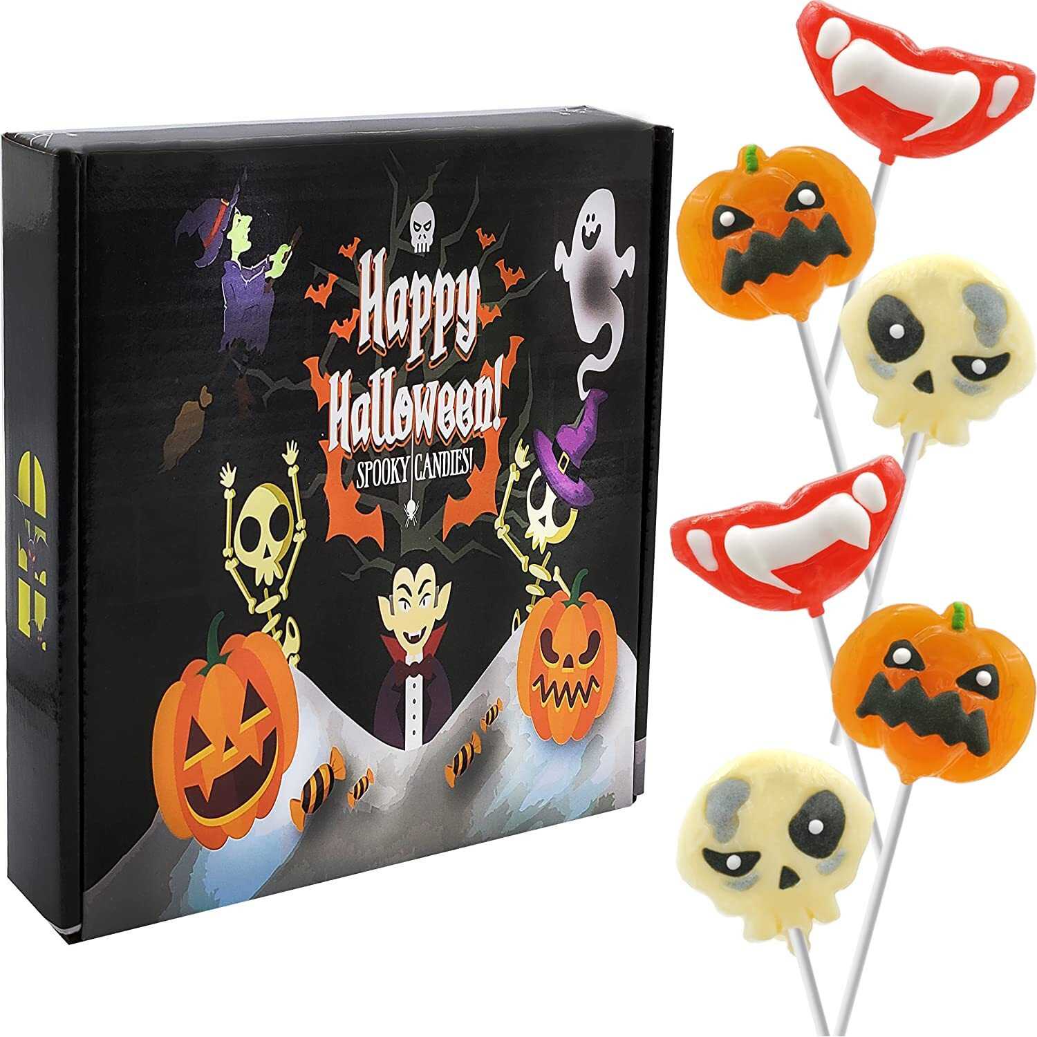 Fruidles Halloween Lollipop Suckers Candy, Spooky Candies, Great For Halloween Goody Bag Fillers, Individually Wrapped (24-Pack)