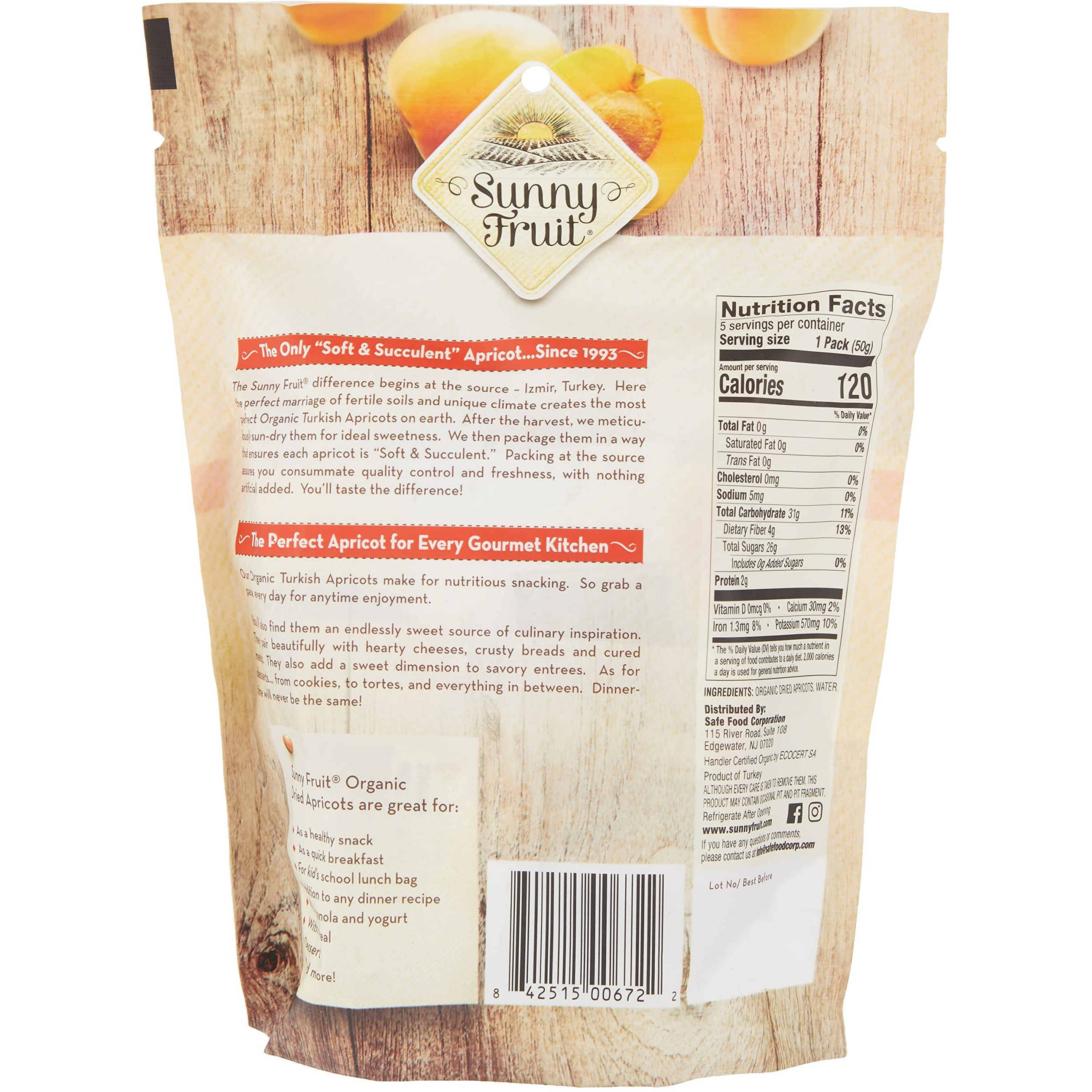 Sunny Fruit Organic Apricots, Soft And Succulent Dried Turkish Apricots