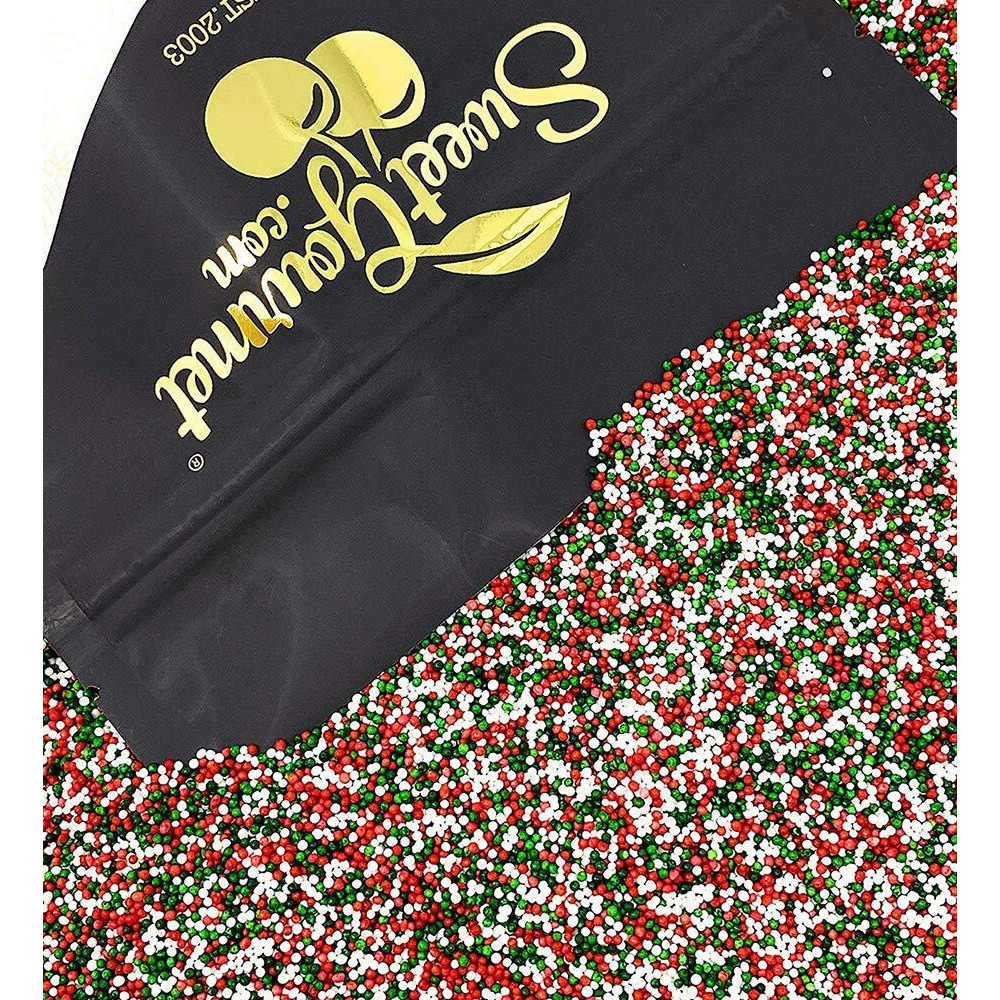 Sweetgourmet Jingle Mix | Red Green White Christmas Nonpareils | 2 Pounds