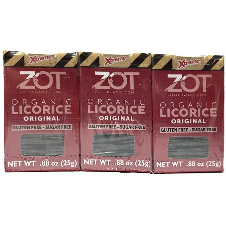Zot 100% Pure Organic Licorice, Original Fl., 0.88 Ounce Flip Top Box, Set Of 3 Boxes