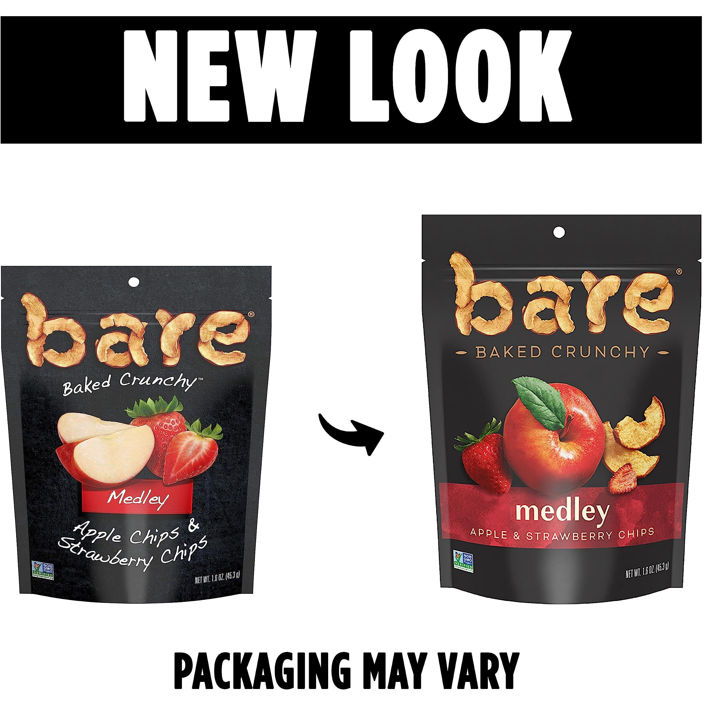 Bare Baked Crunchy Medleys, Apple Strawberry, 1.6Oz Single Serve Bags (6 Pack)