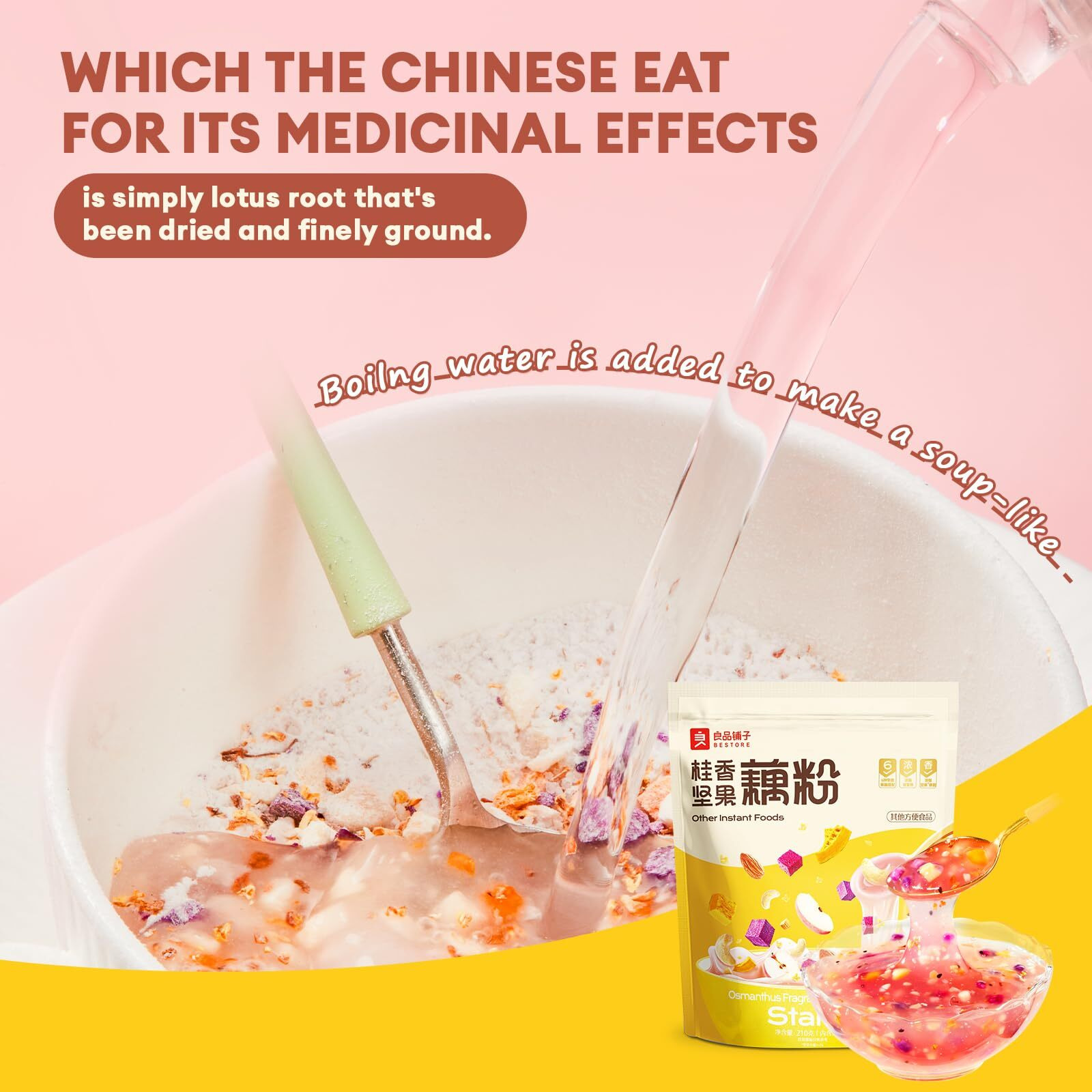 Bestore Osmanthus Fragrant Nuts Lotus Root Starch Powder Breakfast Meal 7.4 Oz