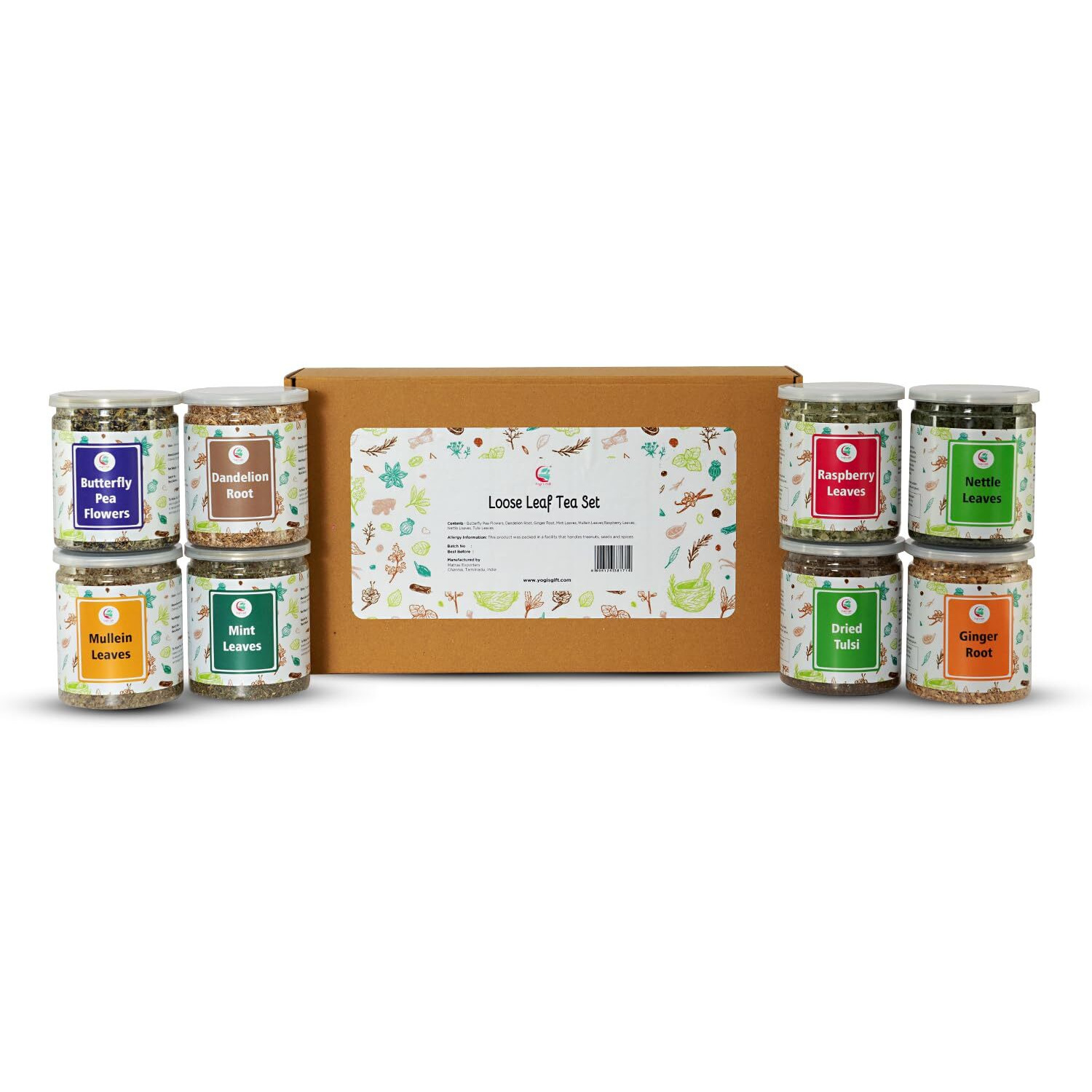 Loose Leaf Tea Set | Upto 450 Servings | Set Of 8 Teas For Wellness And Flavor Enthusiasts | Experience Blissful Infusion & Refreshing Aromatic Teas | 100% Natural Ingredients | By Yogi's Gift