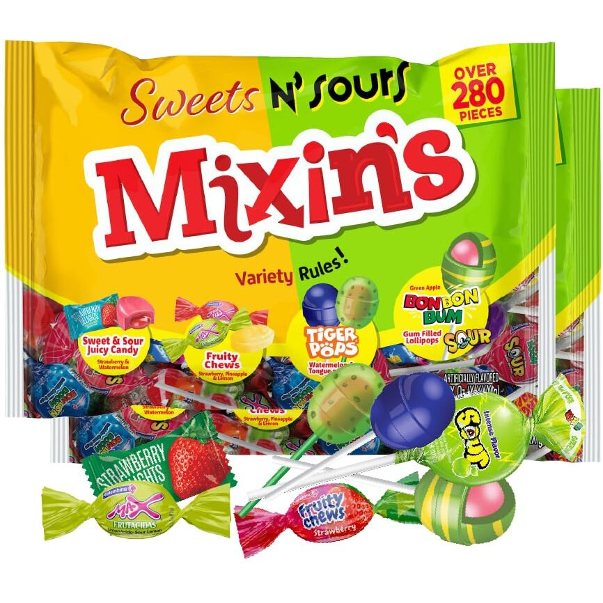 Colombina Mixin's Sweets N' Sours Candy Variety Pack, Individually Wrapped, Gluten-Free, Ideal For Parties, Pinatas, And Holidays, 280 Count Bulk Bag (Pack Of 2)