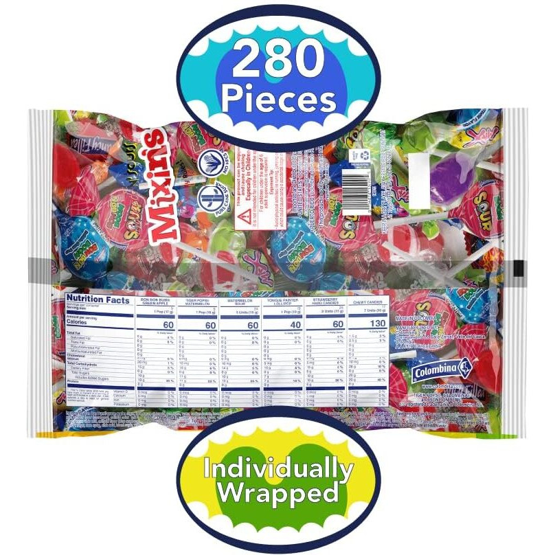 Colombina Mixin's Sweets N' Sours Candy Variety Pack, Individually Wrapped, Gluten-Free, Ideal For Parties, Pinatas, And Holidays, 280 Count Bulk Bag (Pack Of 2)