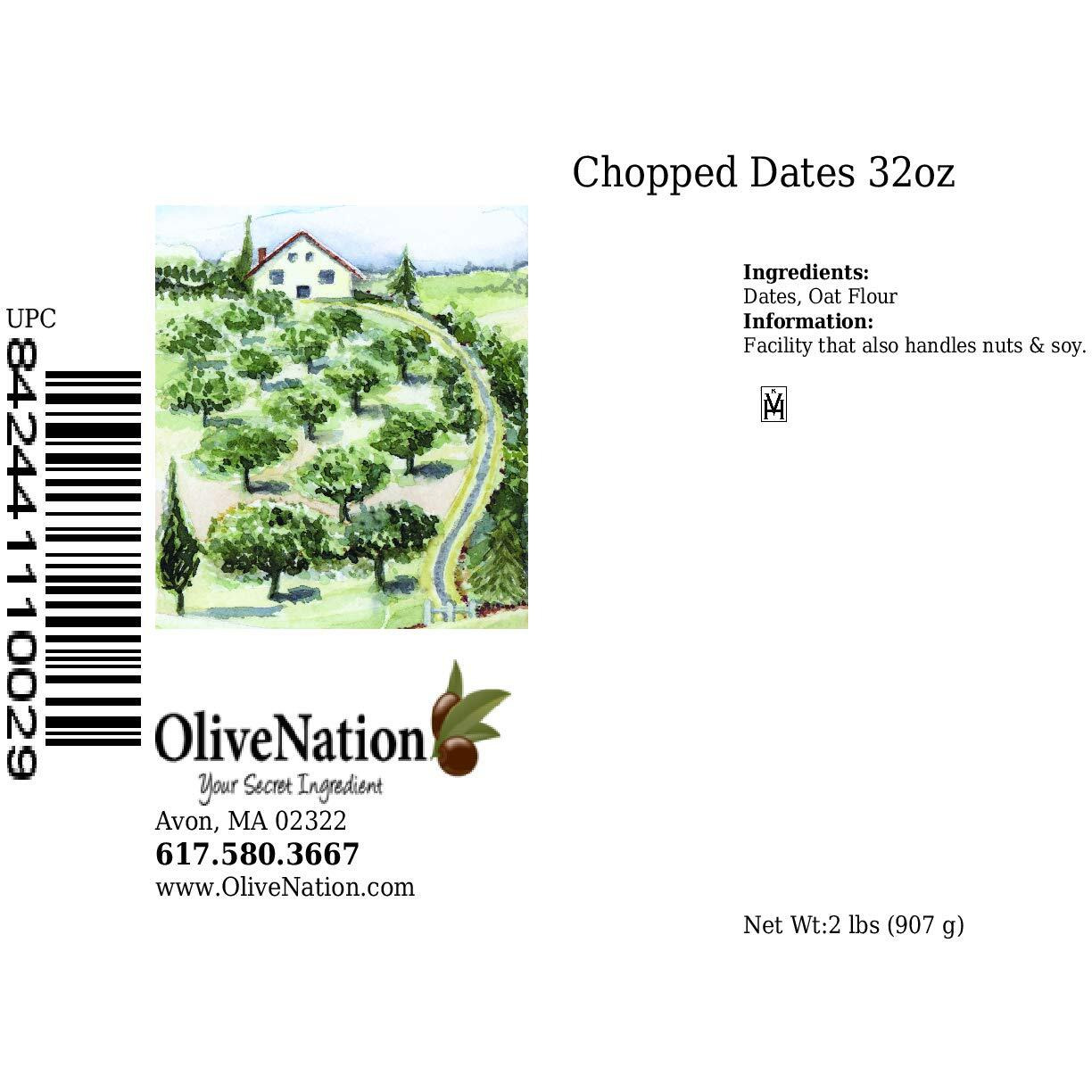 Olivenation Chopped Dates, Dusted In Oat Flour, Non-Gmo, Kosher, Vegan - 32 Ounces
