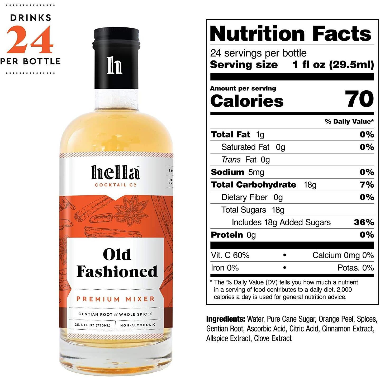 Hella Cocktails Mixers - Margarita, Bloody Mary, Moscow Mule And Old Fashioned (750Ml 3-Pack, Old Fashioned)