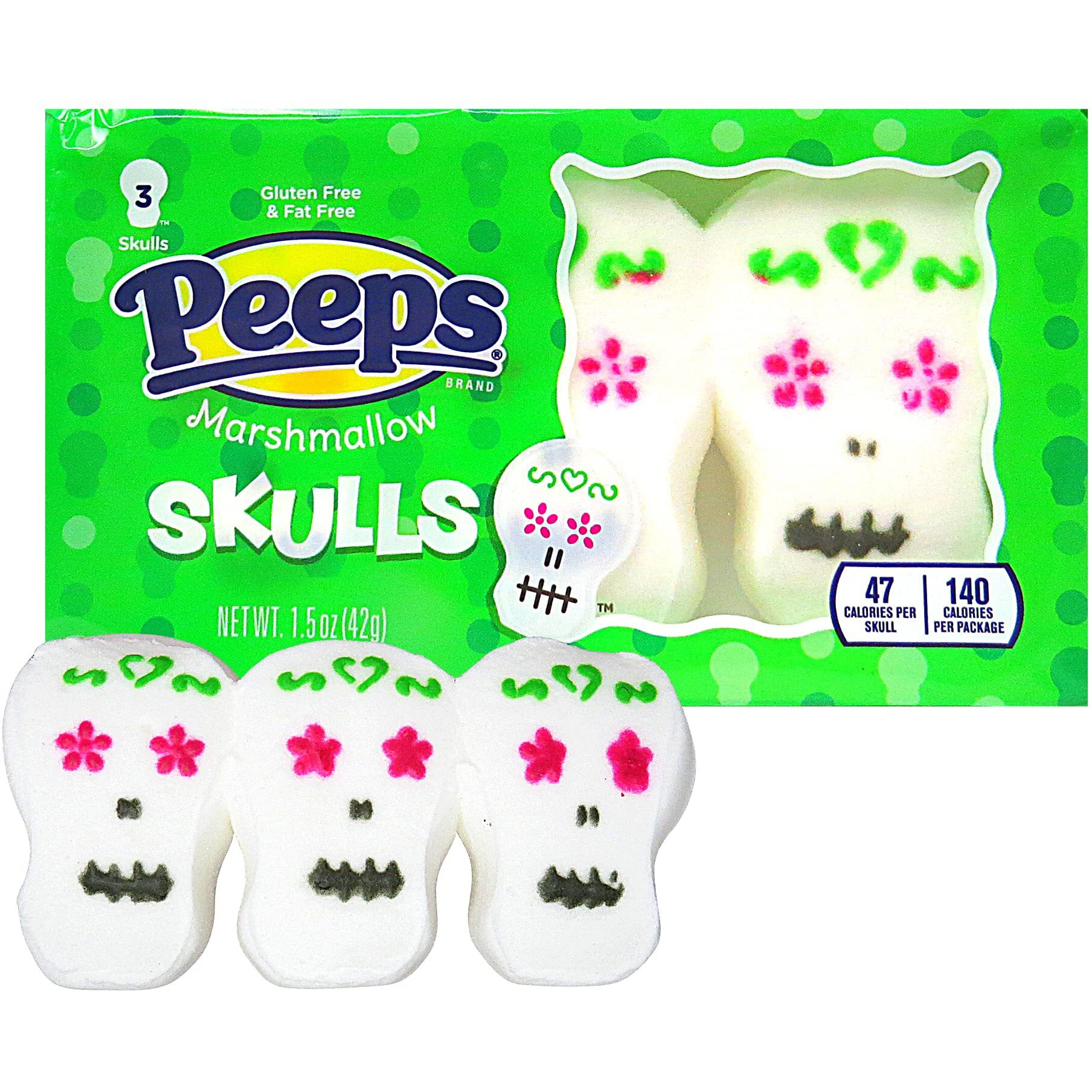 Peeps Halloween Marshmallow Assortment, Packs Of 3 Sugar Skulls, Monsters, Pumpkins, And Ghosts Pack Of 5