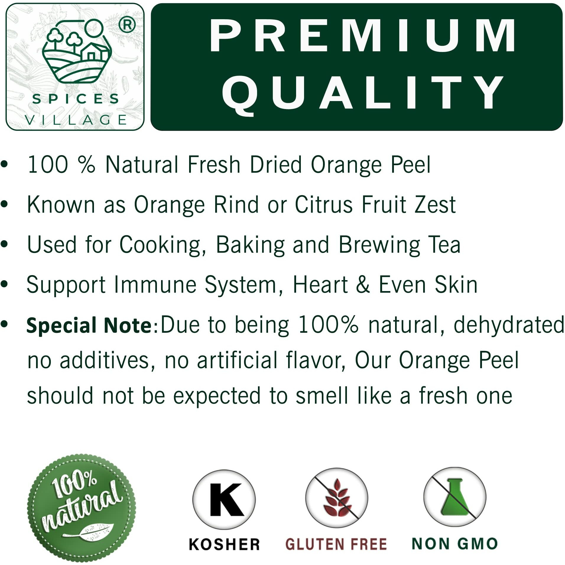 Spices Village Orange Peel Granules [4 Oz] - Dried Orange Peel Zest, Dry Citrus Fruit Rind For Baking Cooking And Tea, Dehydrated Orange Peel - Kosher, Gluten Free, Vegan, Non Gmo, Resealable Bulk Bag